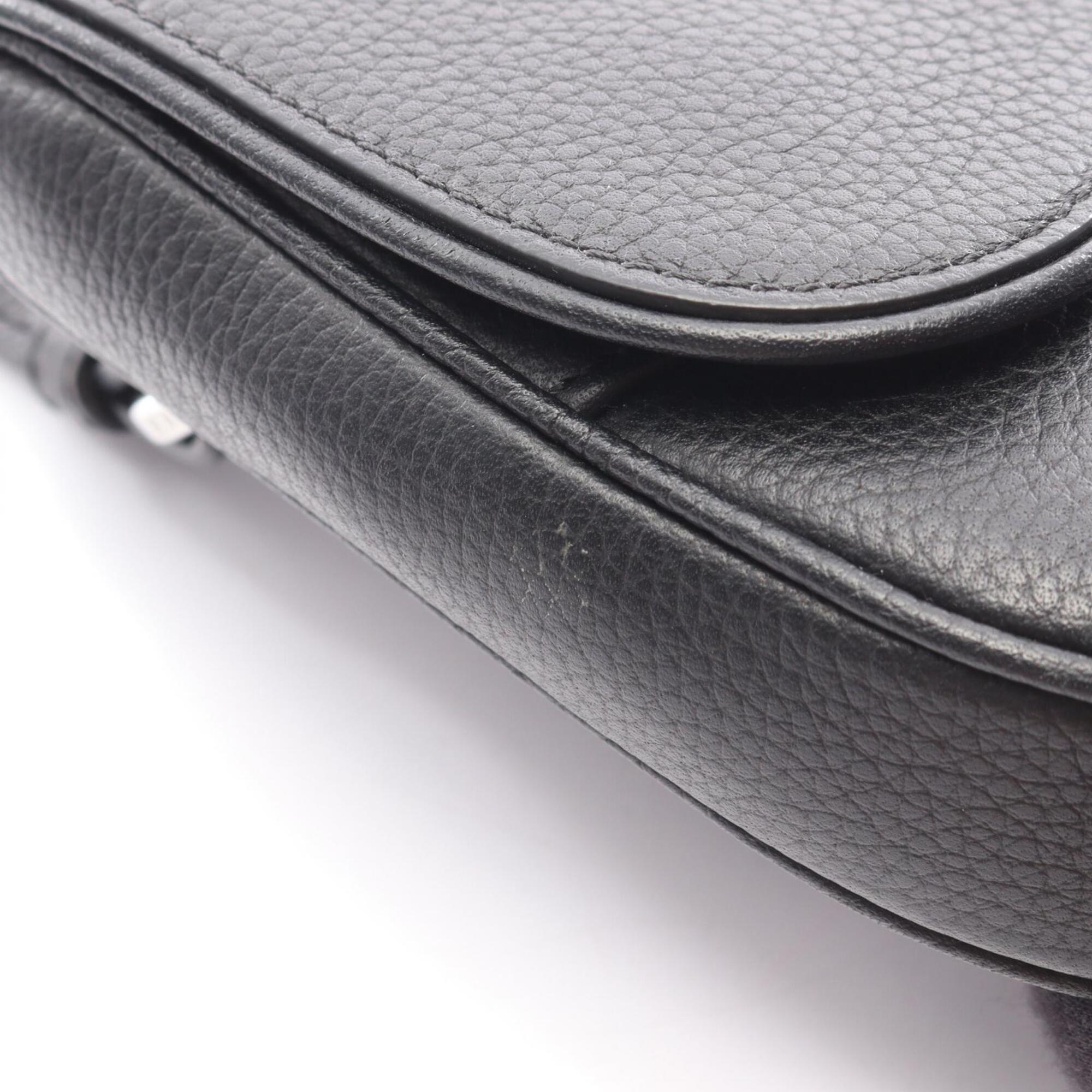 Christian Dior Black Leather Saddle Bag Shoulder Bag (Pre-Owned)