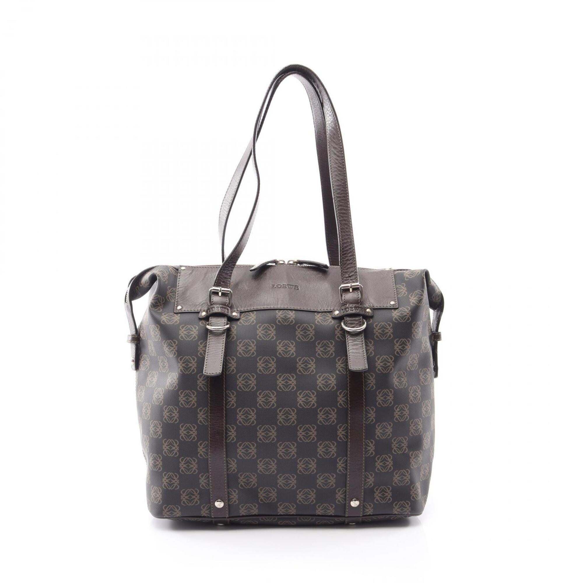 Loewe Brown Leather Coated Canvas Handbag Tote Bag (Pre-Owned)
