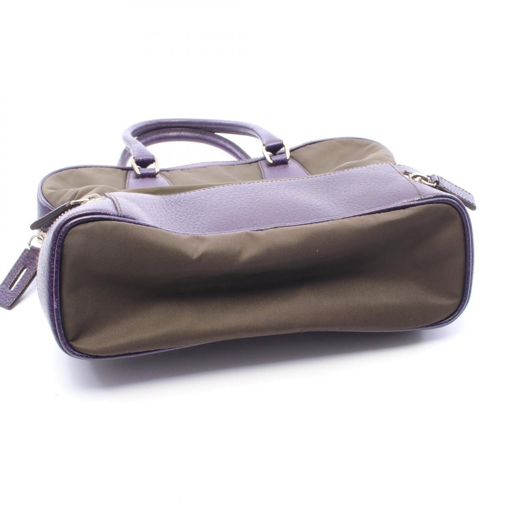 Prada Khaki Purple Nylon Leather Handbag (Pre-Owned)
