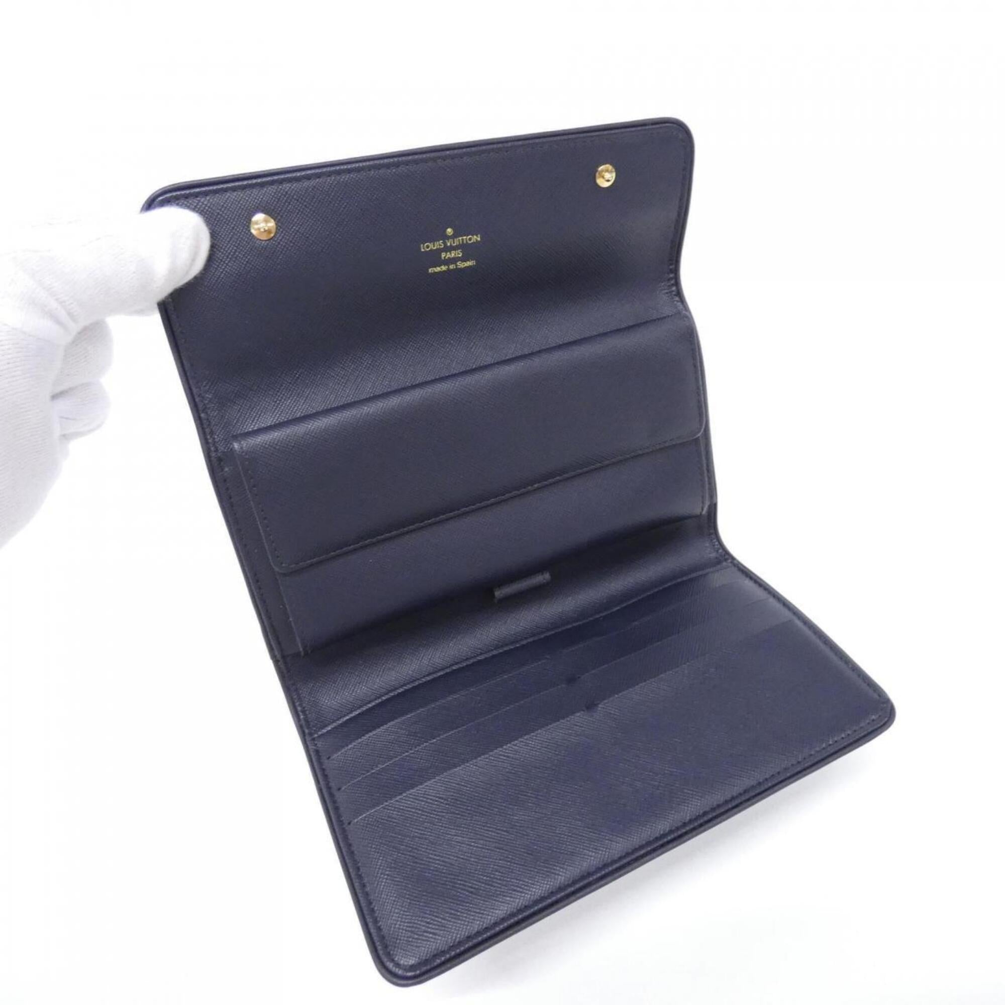 Louis Vuitton Dark Blue Canvas Long Wallet (Tri-Fold) (Pre-Owned)