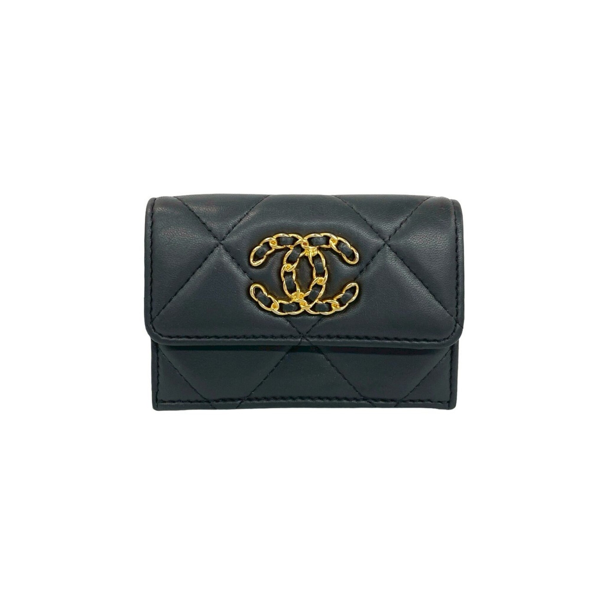 Chanel Gray Leather Wallet (Tri-Fold) (Pre-Owned)