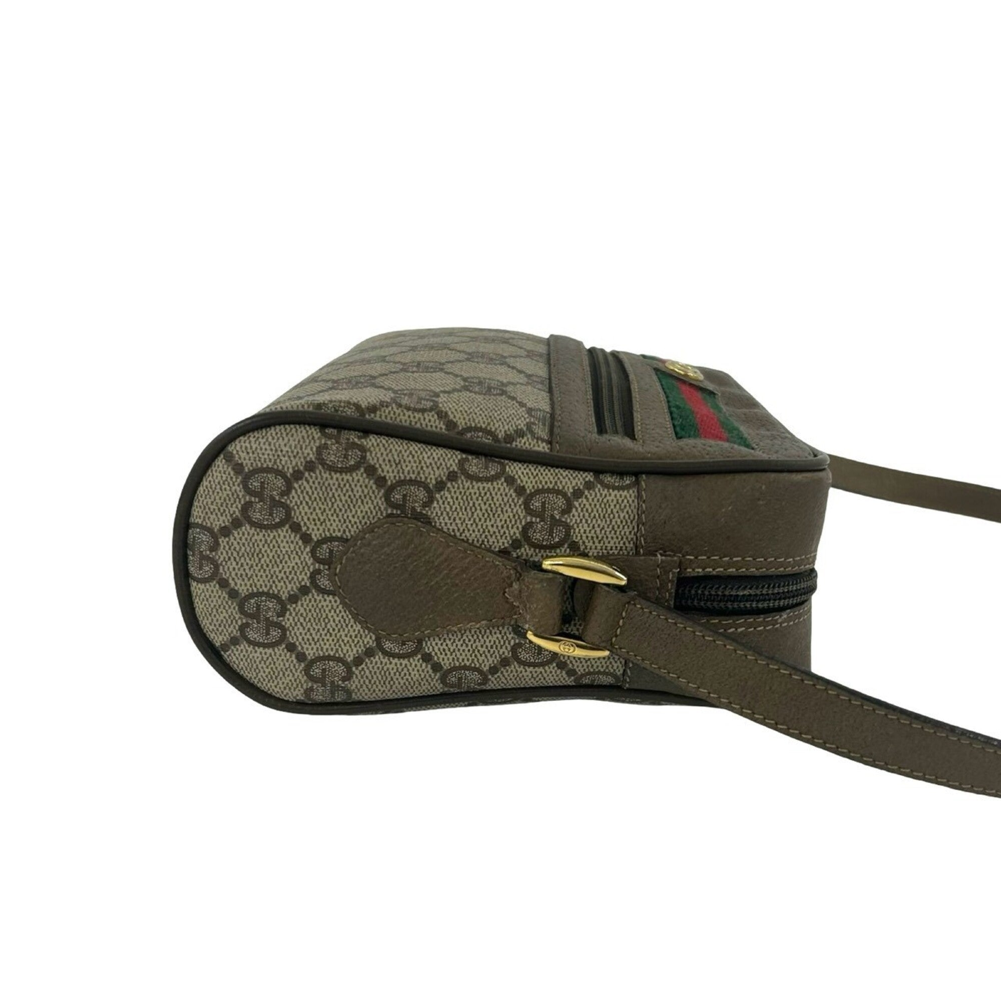 Gucci Brown Green Red Color Leather Pvc Pochette Shoulder Bag (Pre-Owned)