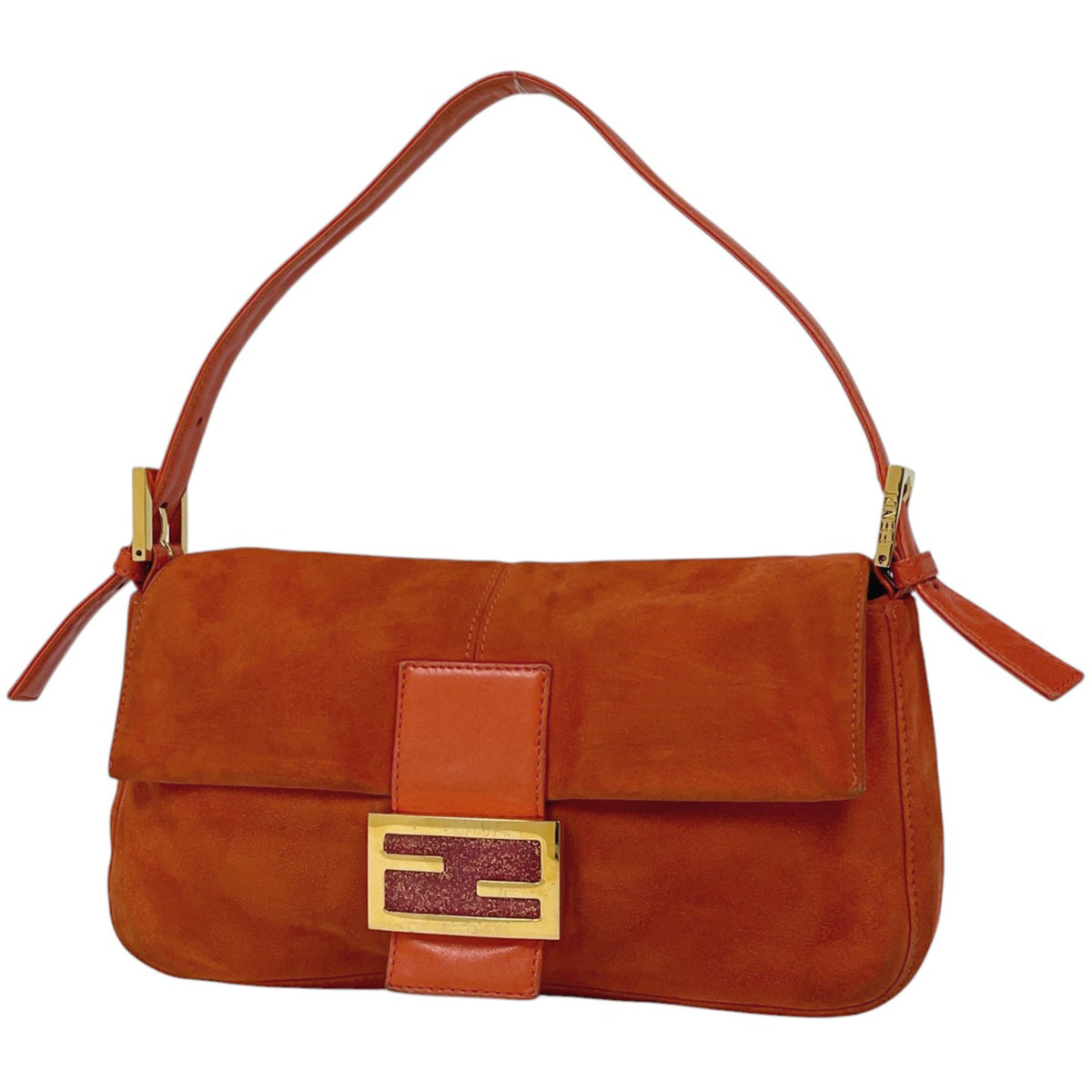 Fendi Red Color Suede Leather Shoulder Bag (Pre-Owned)