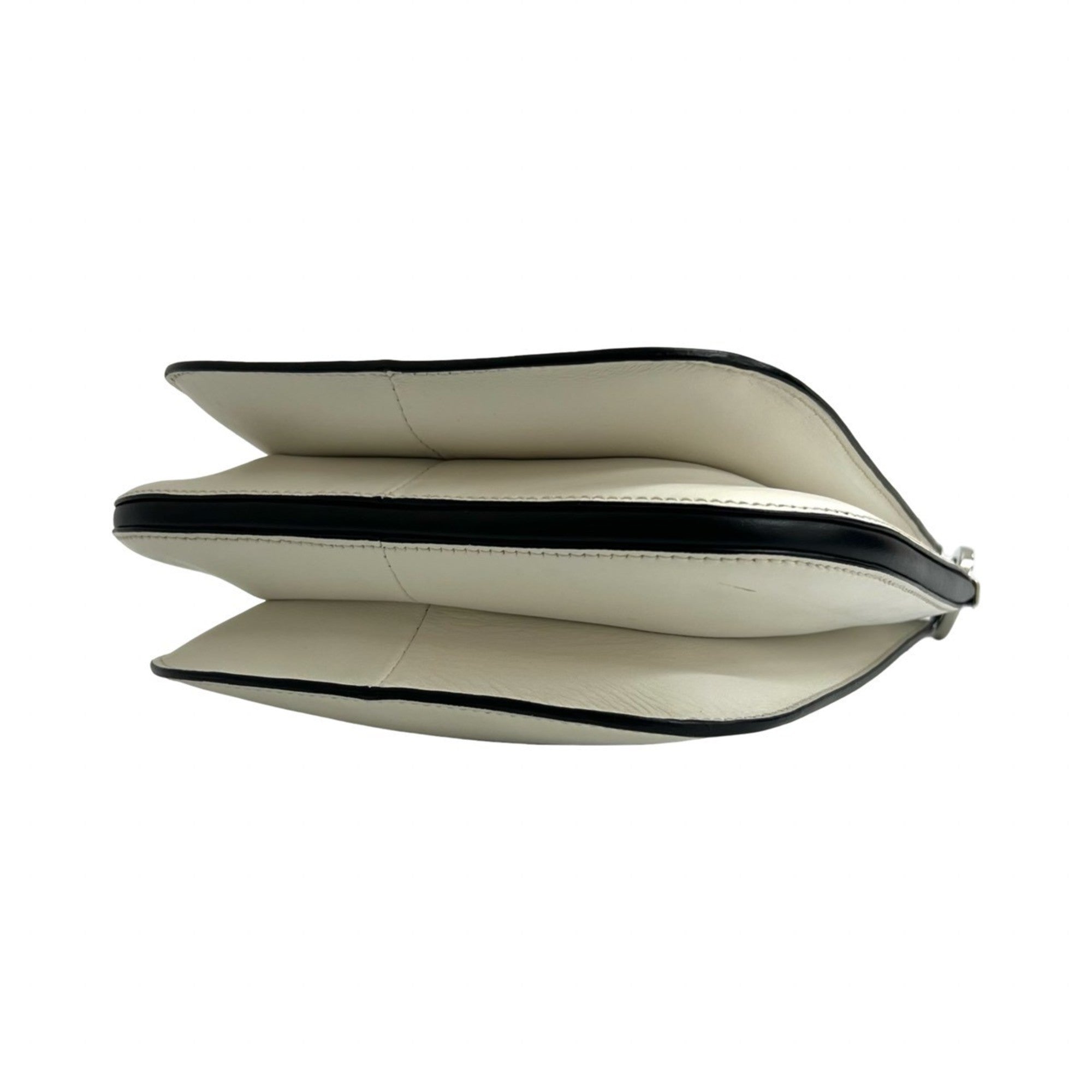 Prada Black White Leather Handbag Shoulder Bag Tote Bag (Pre-Owned)