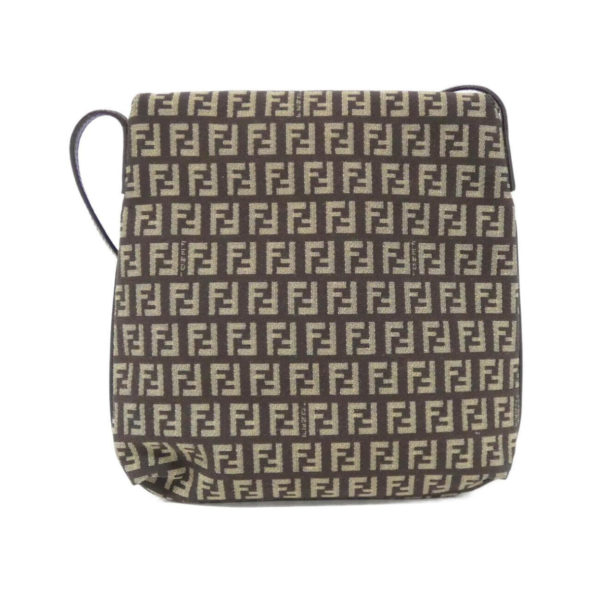 Fendi Beige Brown Canvas Shoulder Bag (Pre-Owned)