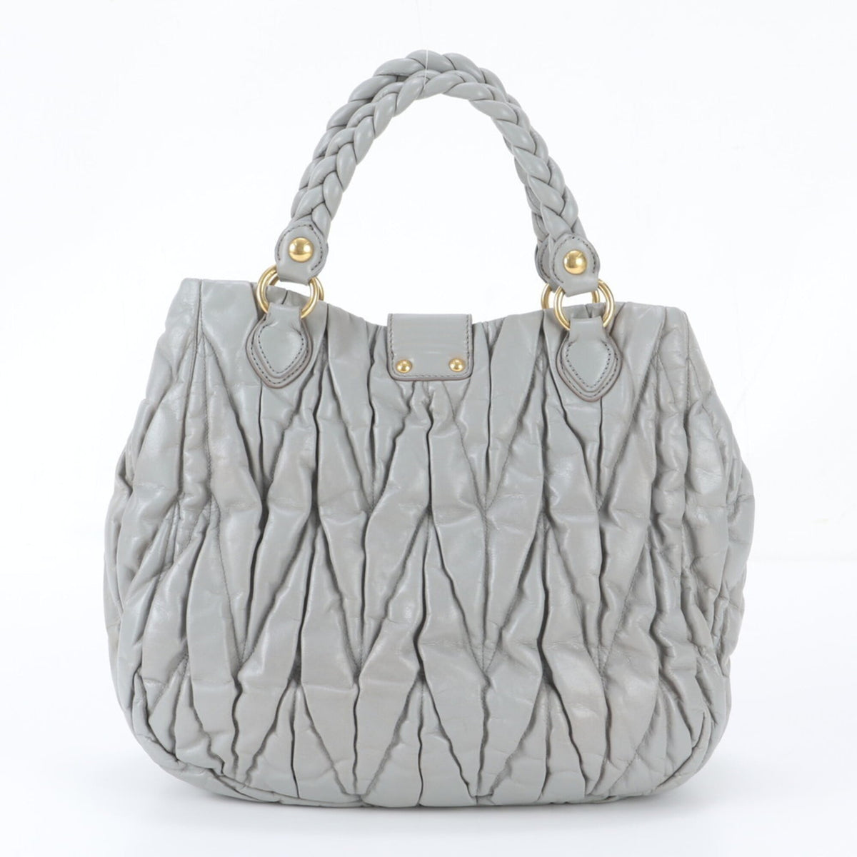 Miu Miu Gray Leather Handbag Shoulder Bag Tote Bag (Pre-Owned)