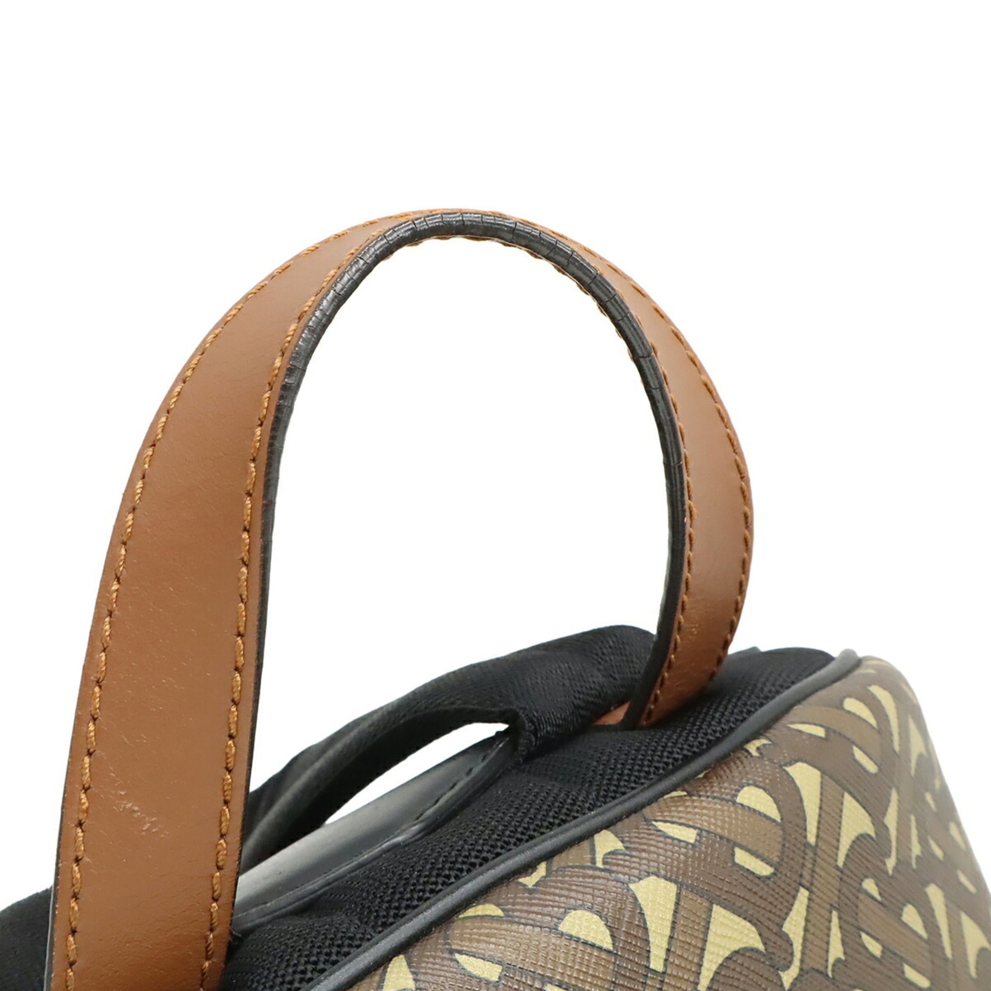 Burberry Beige Black Brown Coated Canvas Leather Backpack (Pre-Owned)