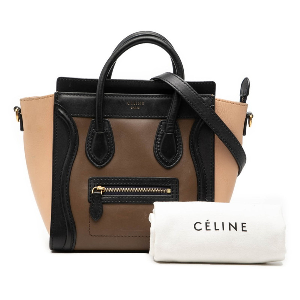 Celine Brown Multi-Color Leather Handbag Shoulder Bag (Pre-Owned)