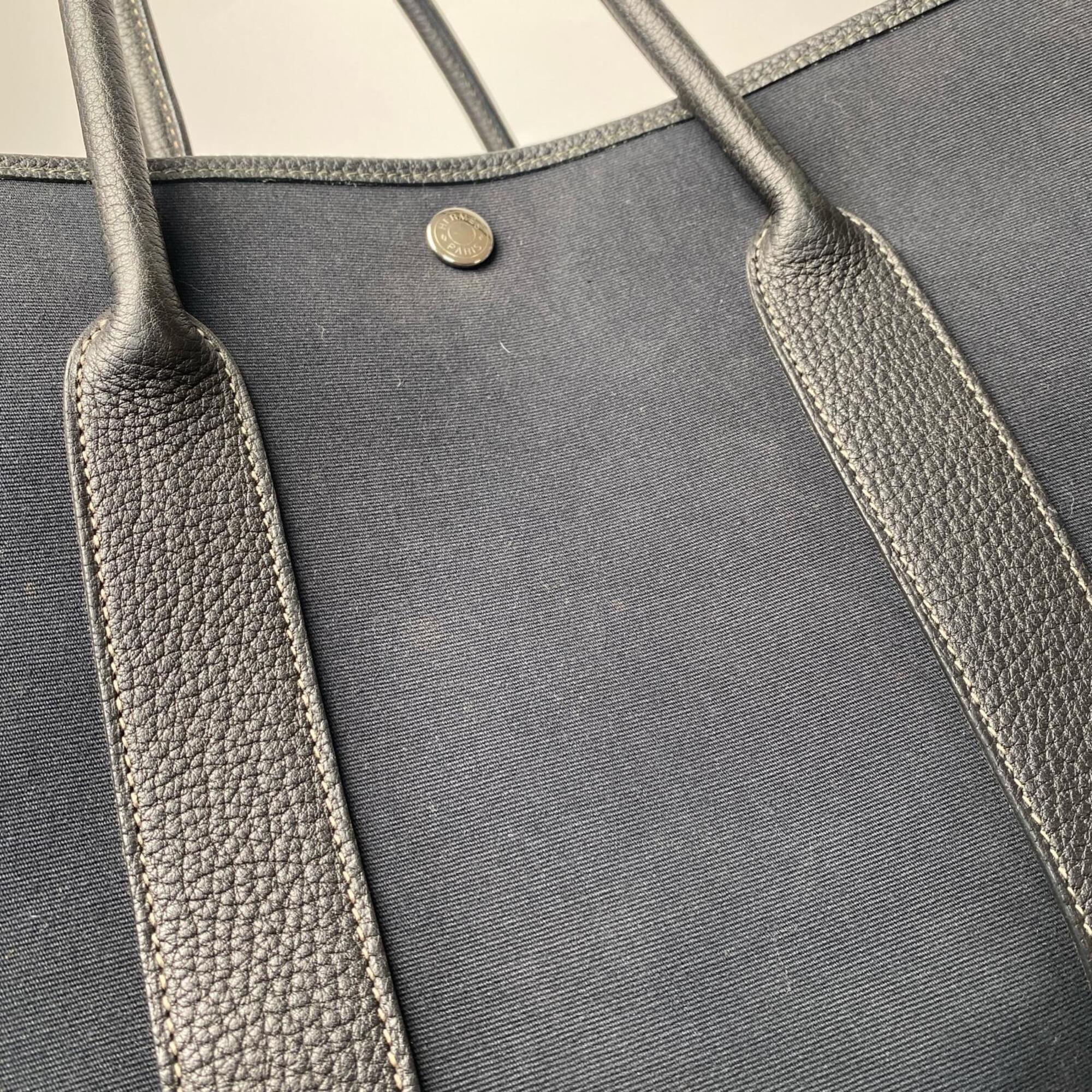 Hermes Black Canvas Leather Tote Bag (Pre-Owned)