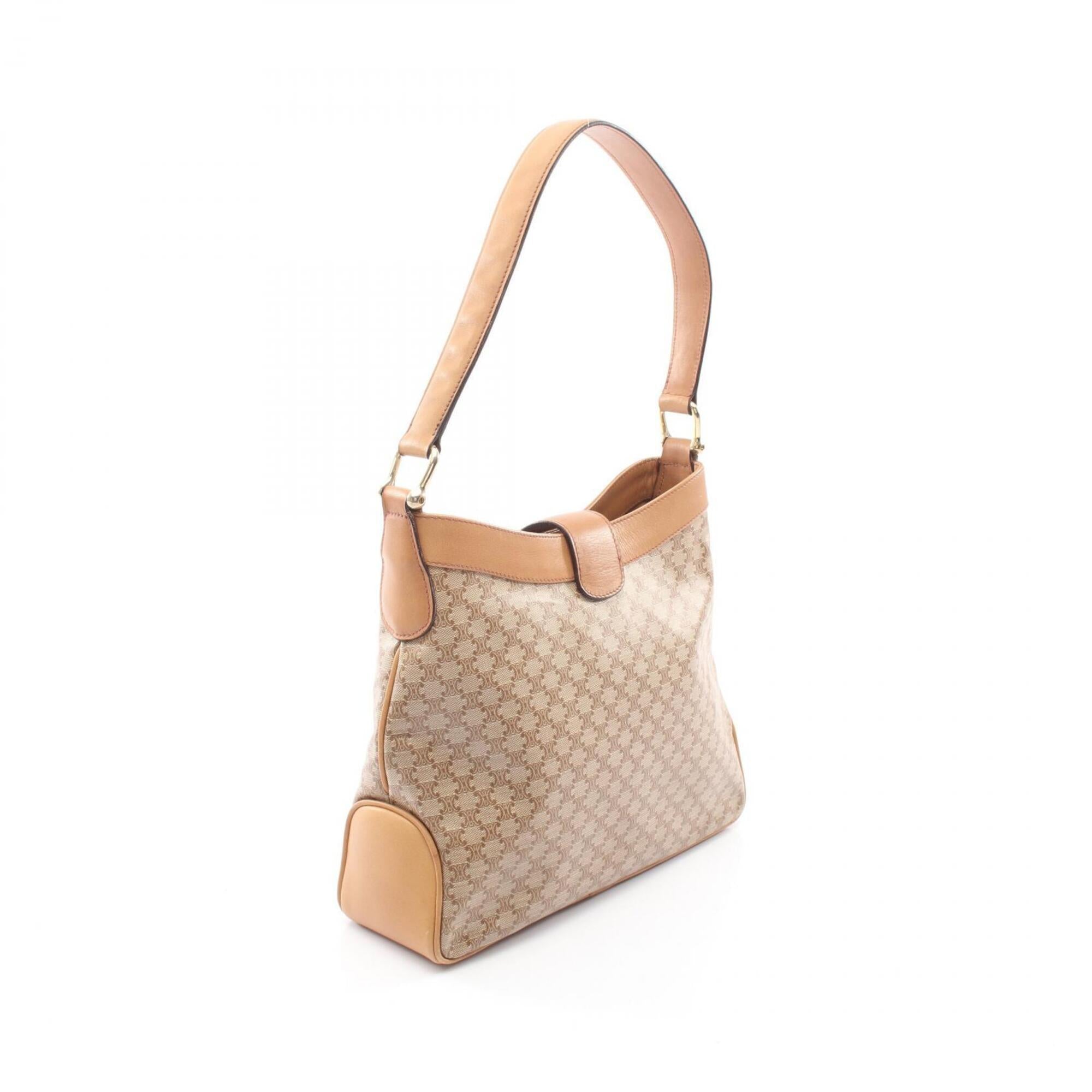 Celine Beige Brown Coated Canvas Leather Handbag Shoulder Bag (Pre-Owned)