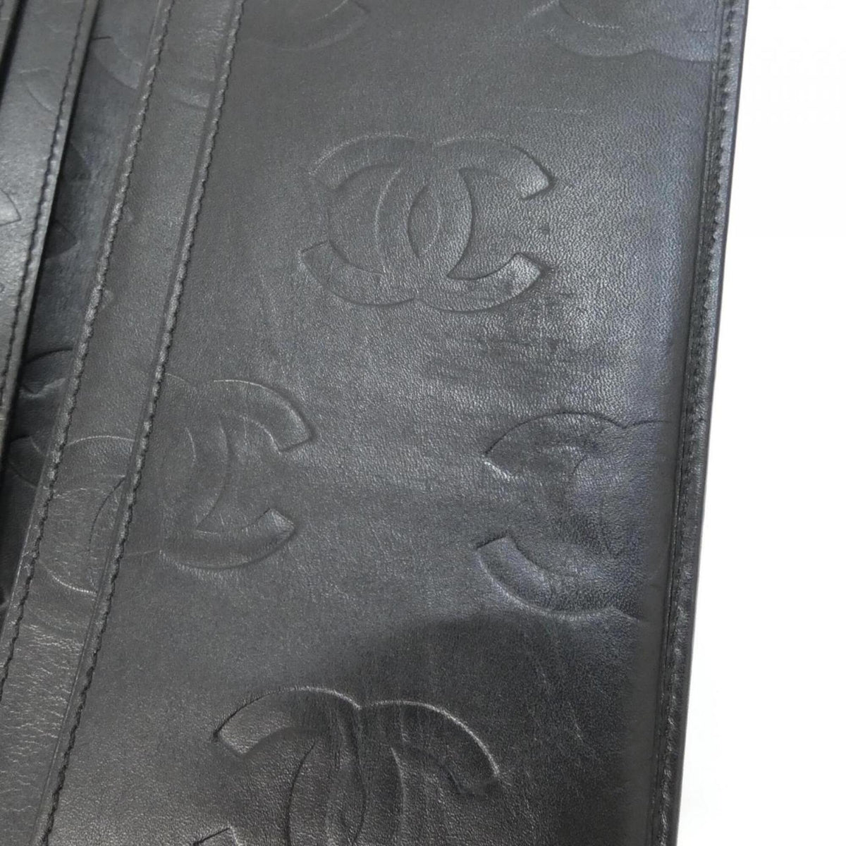 Chanel Black Leather Long Wallet (Bi-Fold) (Pre-Owned)