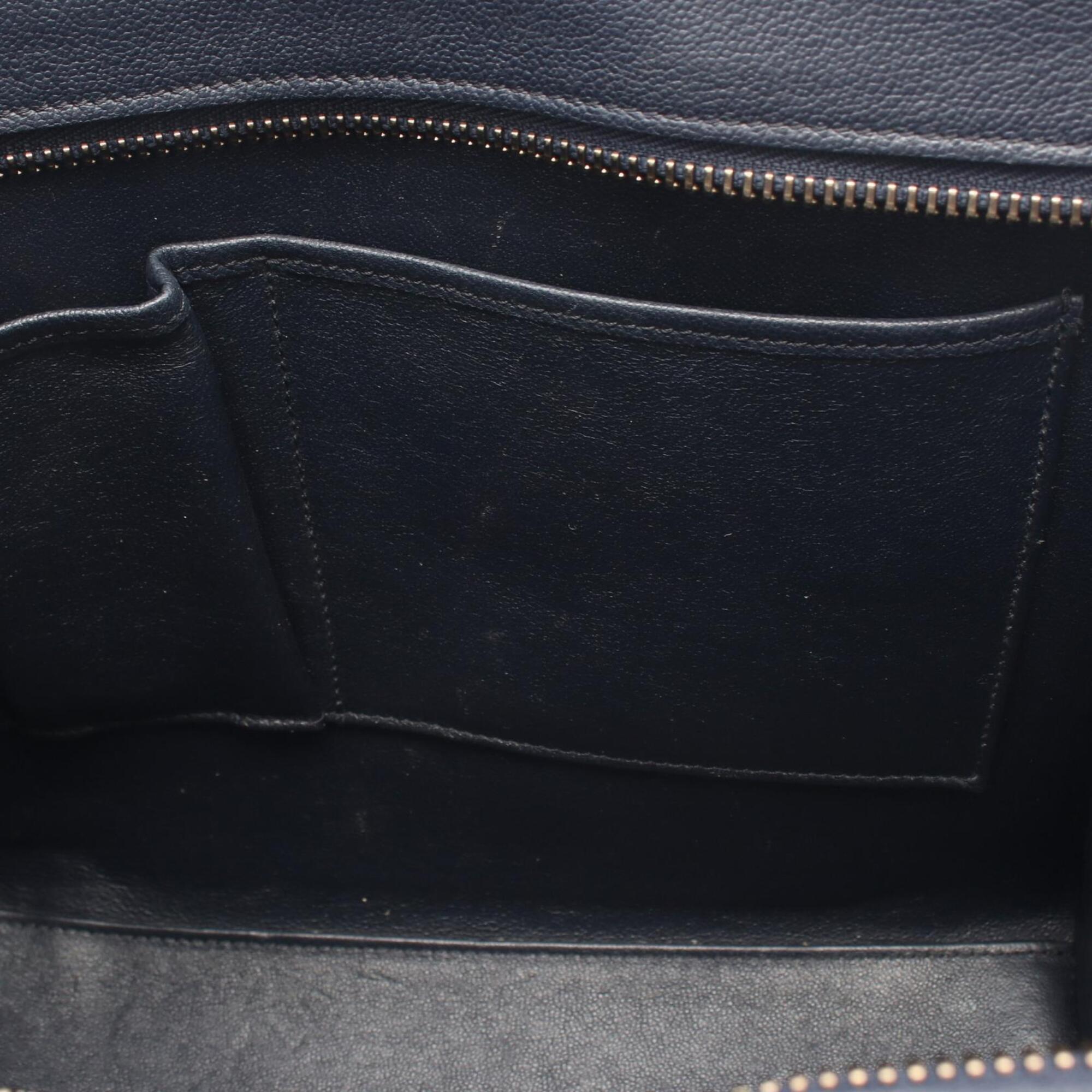 Celine Beige Navy Yellow Suede Leather Handbag Tote Bag (Pre-Owned)