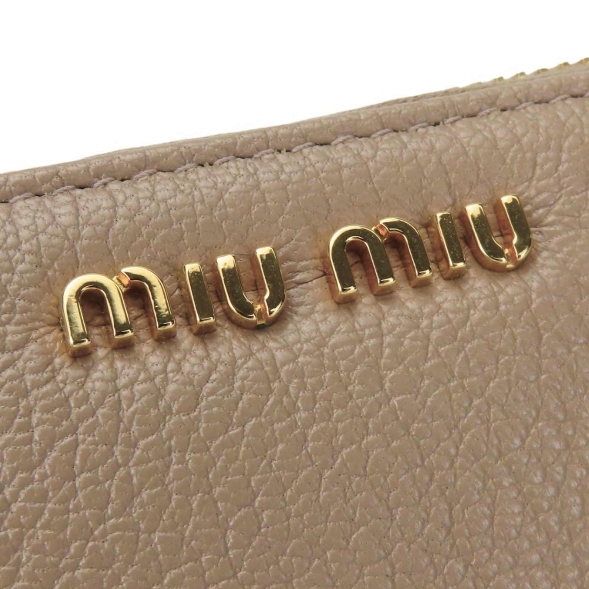 Miu Miu Pink Beige Leather Long Wallet (Bi-Fold) (Pre-Owned)