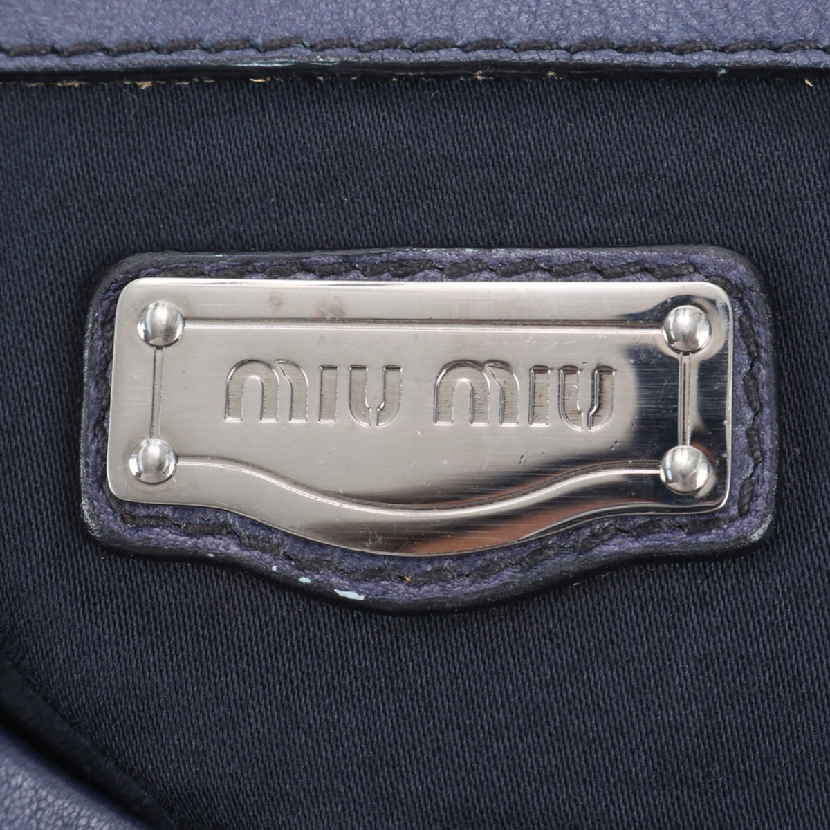 Miu Miu Navy Leather Messenger Bag Shoulder Bag Tote Bag (Pre-Owned)