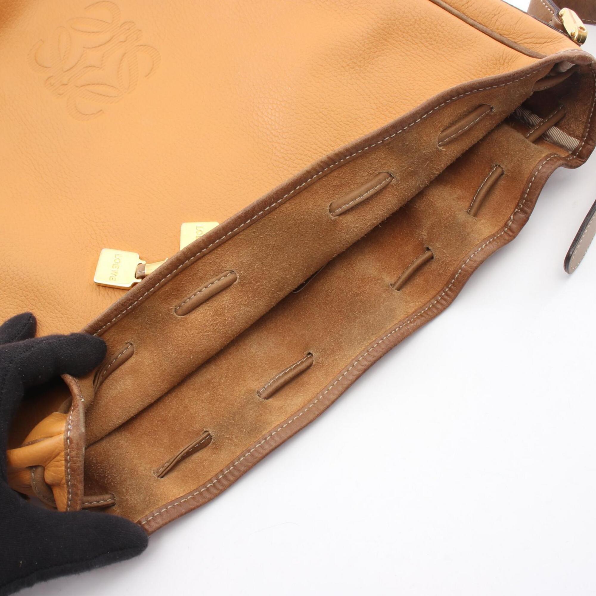 Loewe Brown Orange Leather Handbag Shoulder Bag (Pre-Owned)