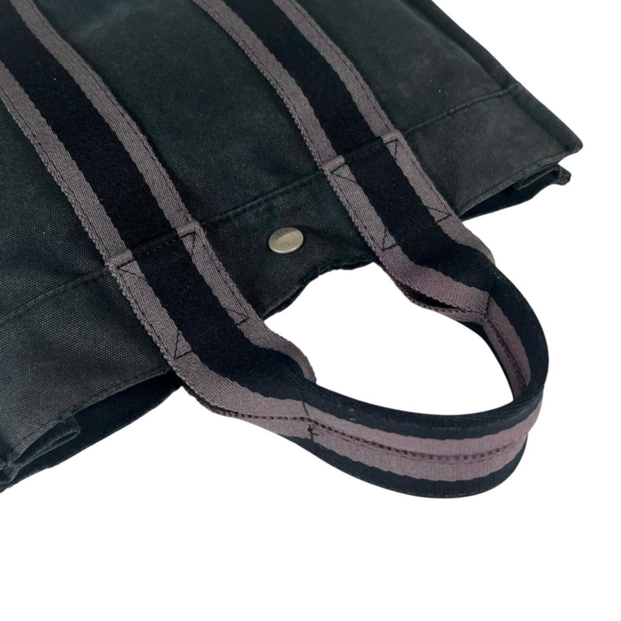 Hermes Black Canvas Handbag Tote Bag (Pre-Owned)