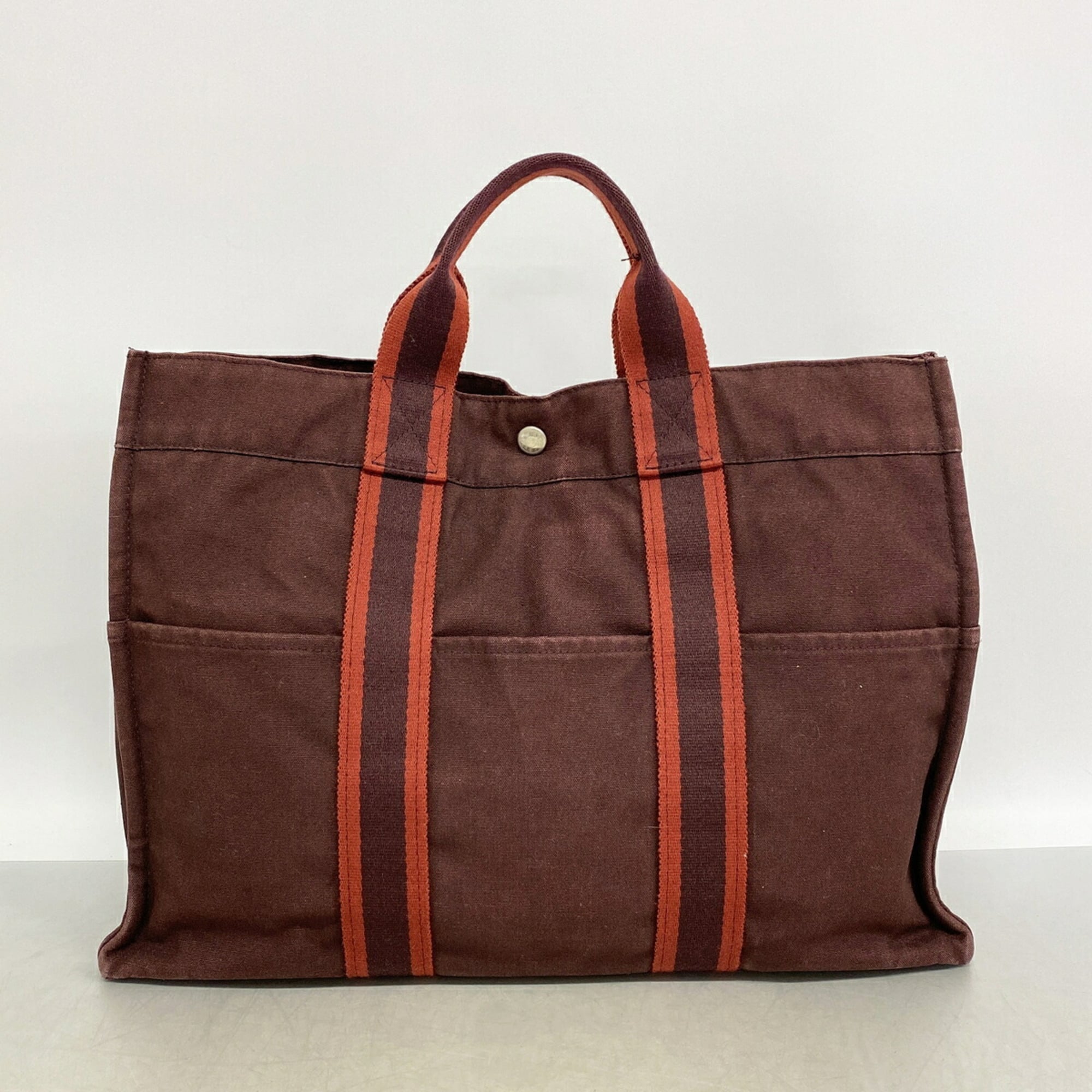 Hermes Brown Canvas Tote Bag (Pre-Owned)