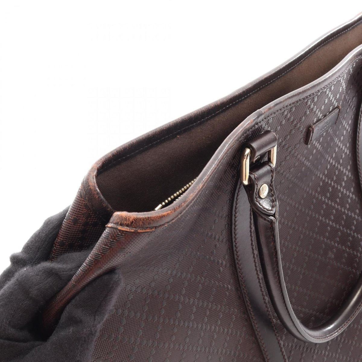 Gucci Brown Coated Canvas Leather Handbag Tote Bag (Pre-Owned)