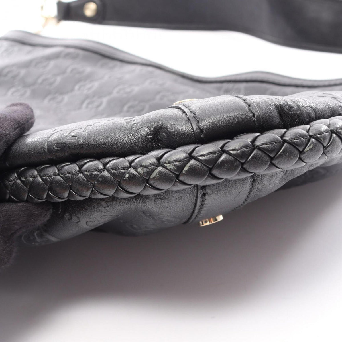 Gucci Black Leather Handbag Shoulder Bag (Pre-Owned)