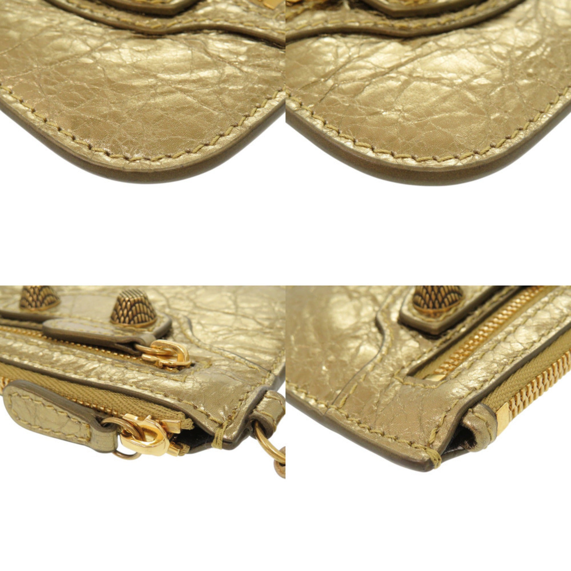 Balenciaga Gold Leather Coin Purse/Coin Case (Pre-Owned)