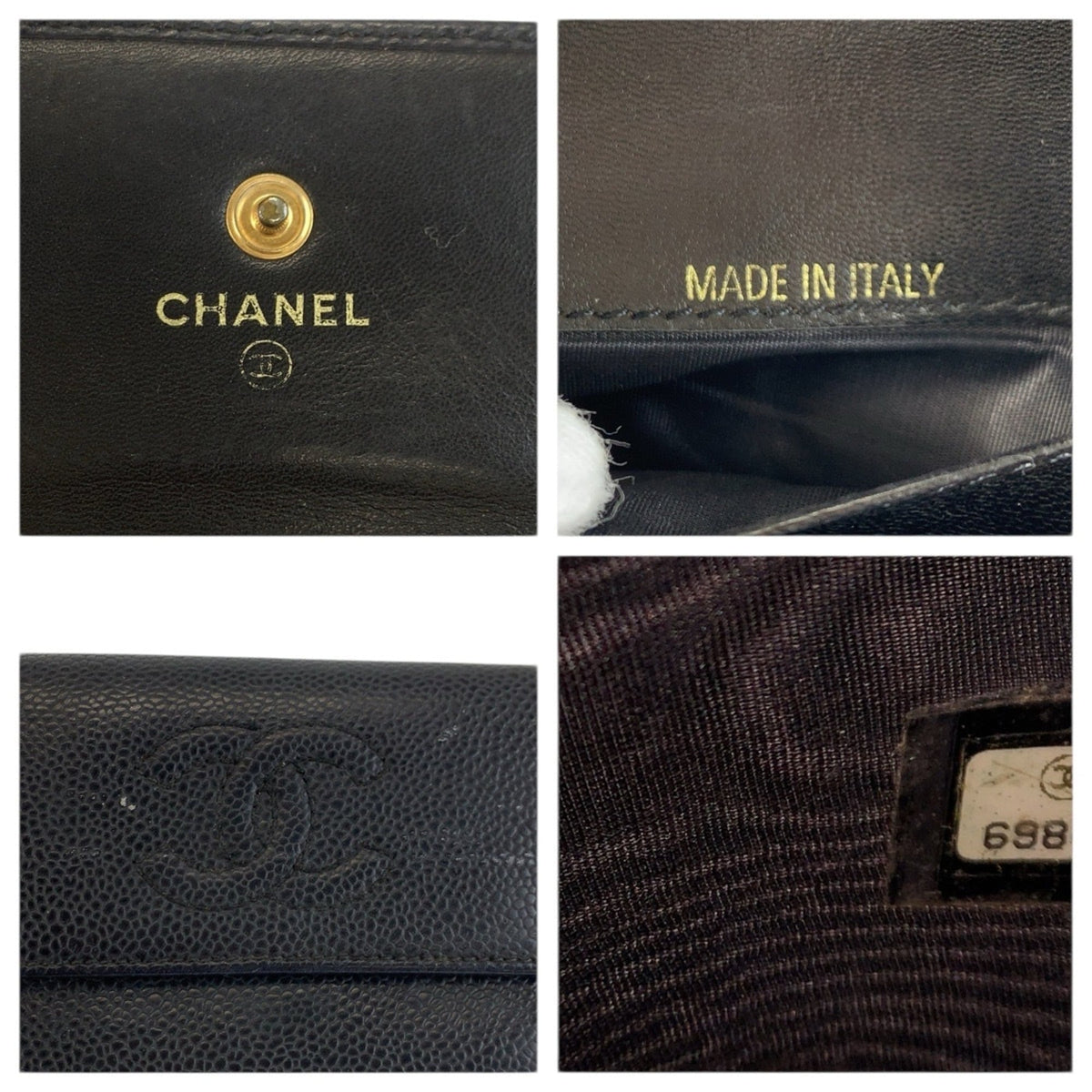 Chanel Black Leather Wallet (Tri-Fold) (Pre-Owned)