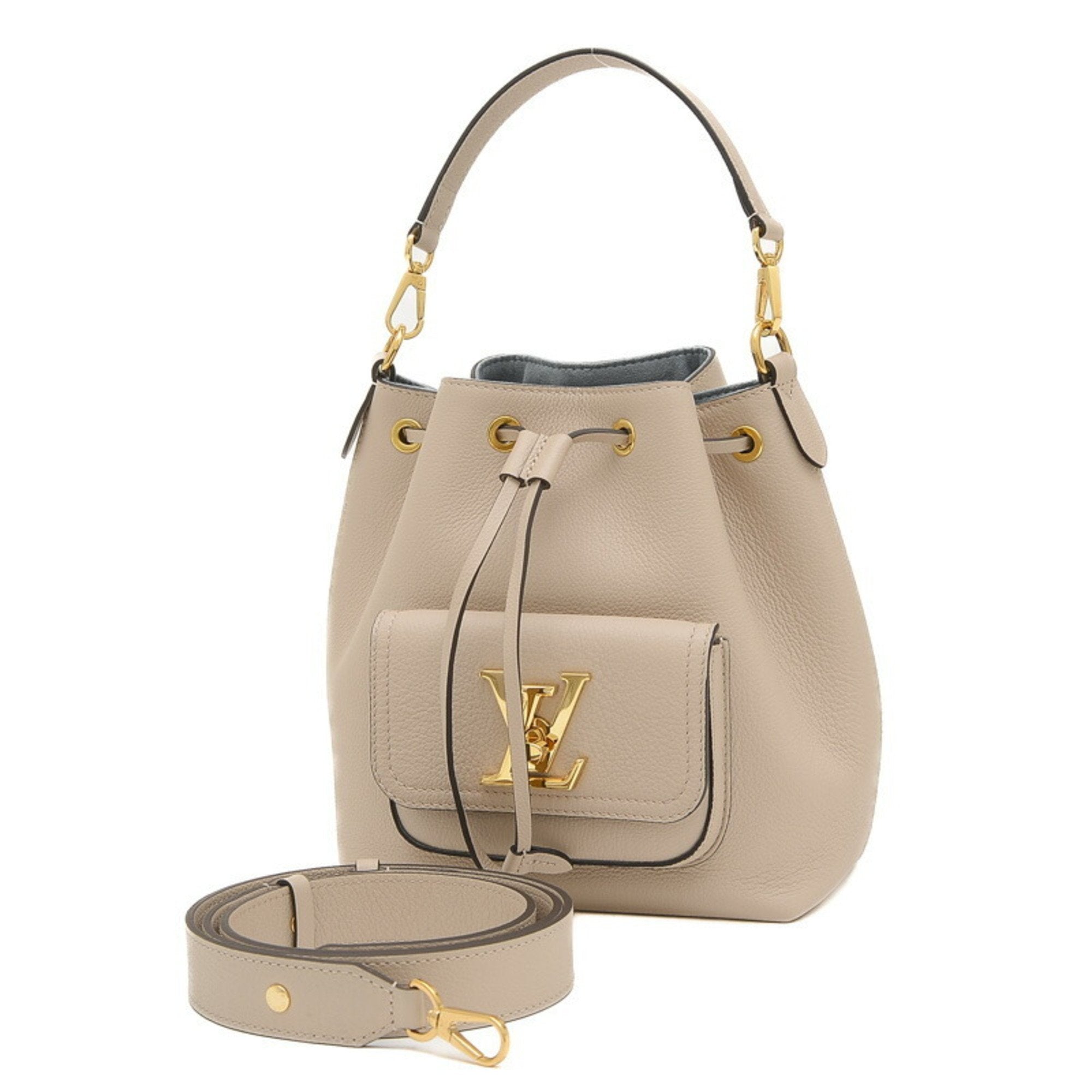 Louis Vuitton Beige Grayish Leather Handbag Shoulder Bag (Pre-Owned)