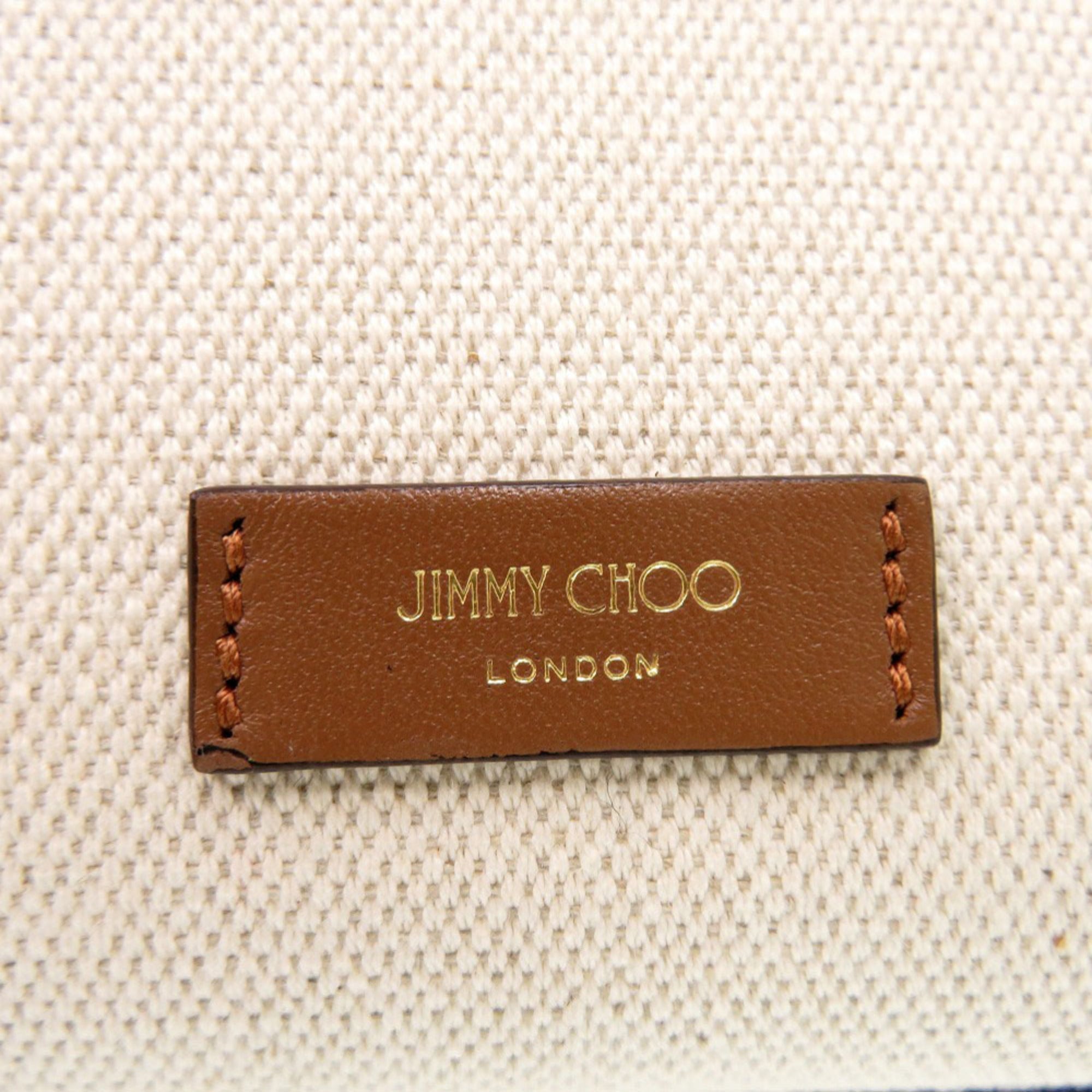 Jimmy Choo Brown Canvas Leather Shoulder Bag (Pre-Owned)