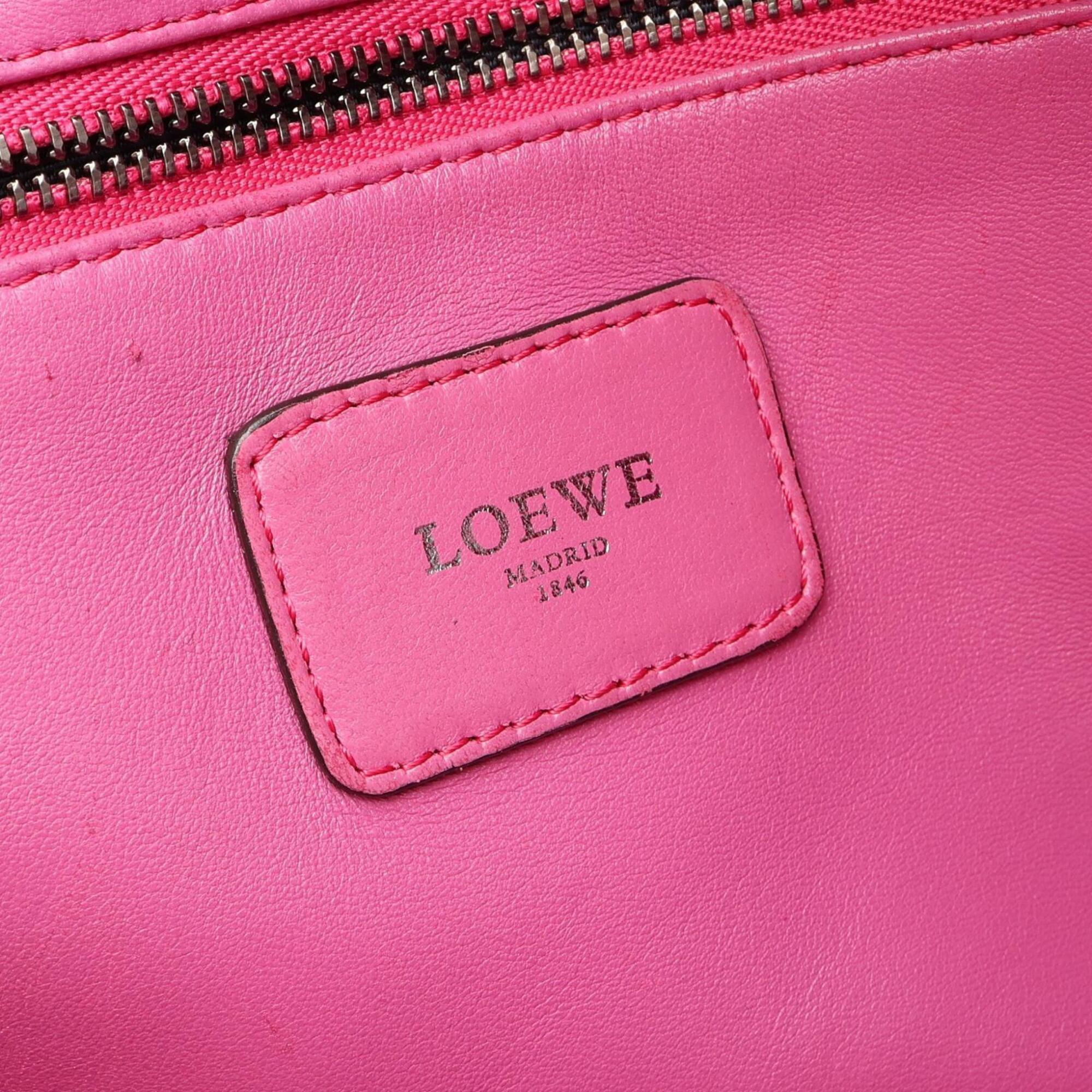 Loewe Brown Pink Red Color Leather Handbag (Pre-Owned)