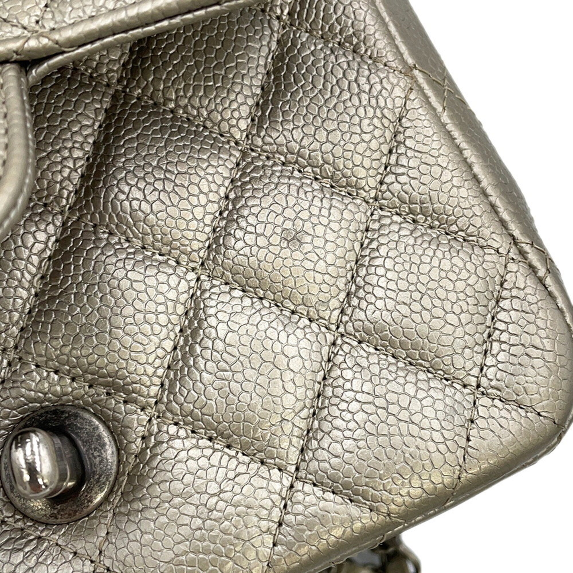 Chanel Matelasse Silver Grained Calfskin Handbag Shoulder Bag (Pre-Owned)
