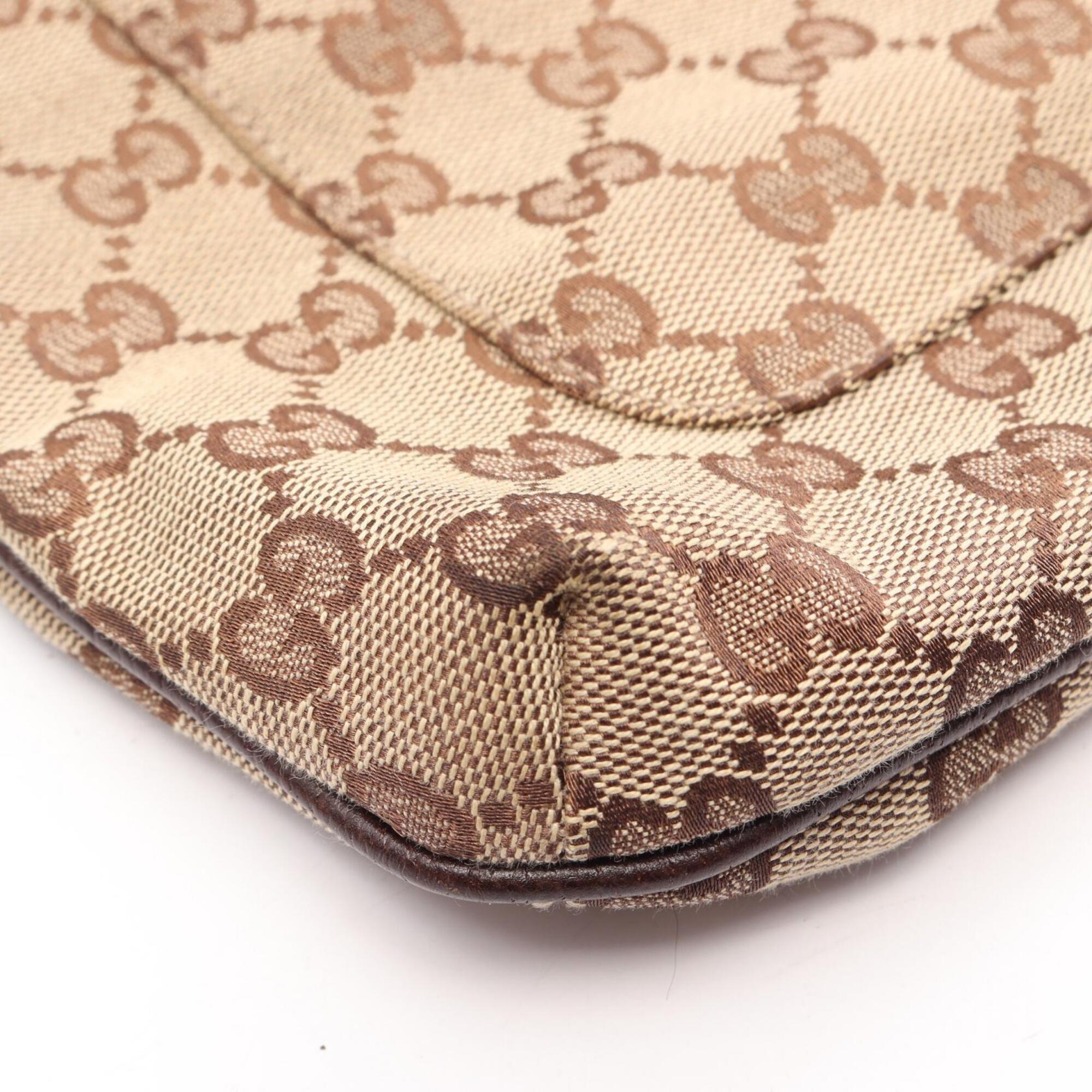 Gucci Beige Brown Gg Canvas Leather Handbag Shoulder Bag (Pre-Owned)