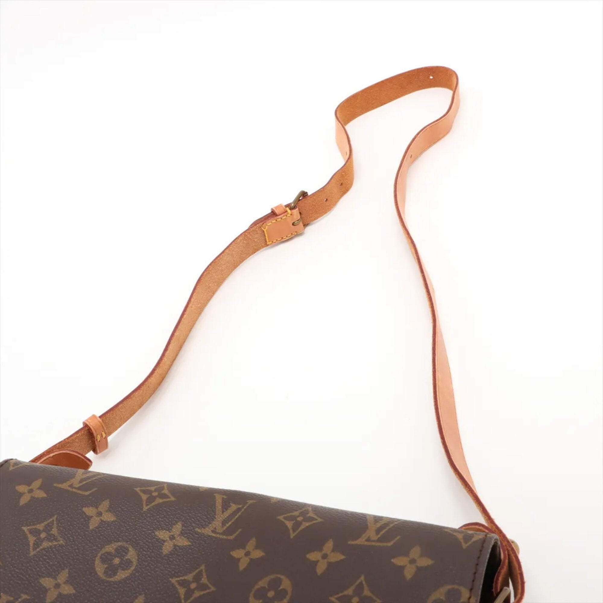 Louis Vuitton Brown Leather Coated Canvas Shoulder Bag Tote Bag (Pre-Owned)
