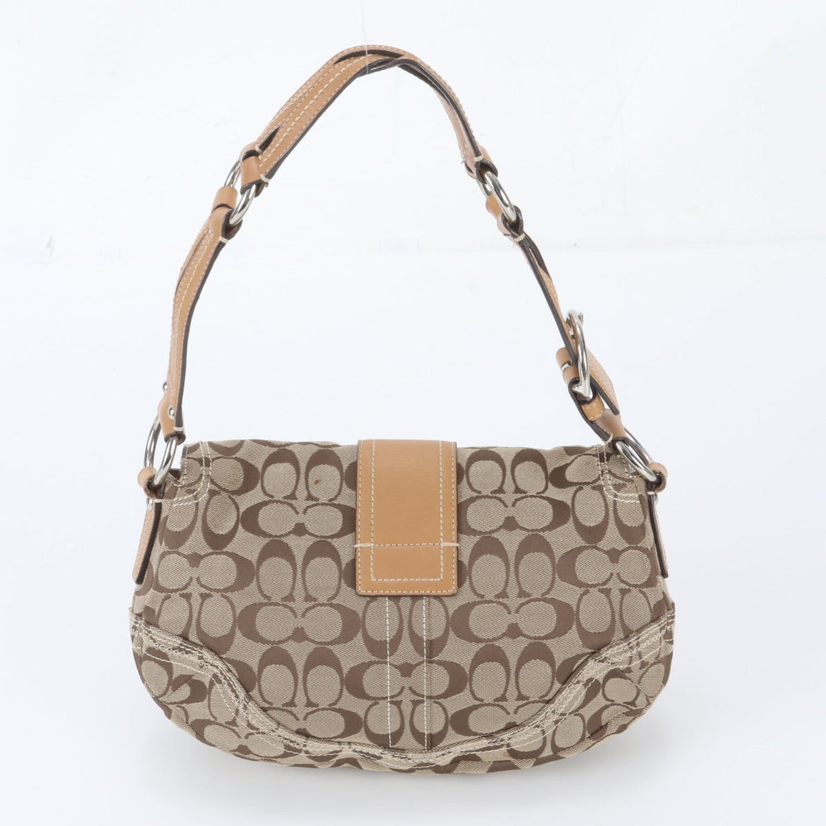 Coach Brown Leather Canvas Shoulder Bag Tote Bag (Pre-Owned)