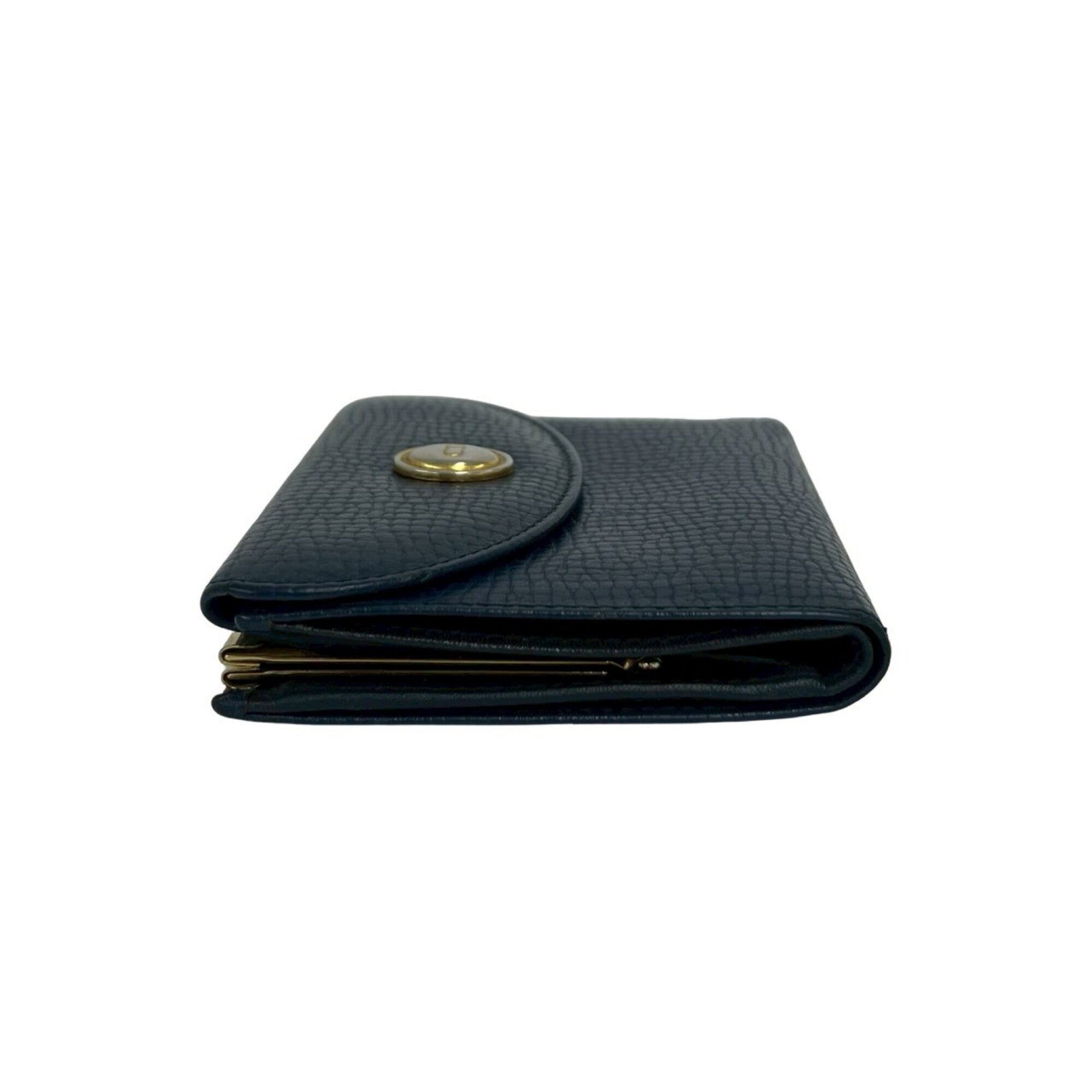 Christian Dior Navy Leather Wallet (Bi-Fold) (Pre-Owned)