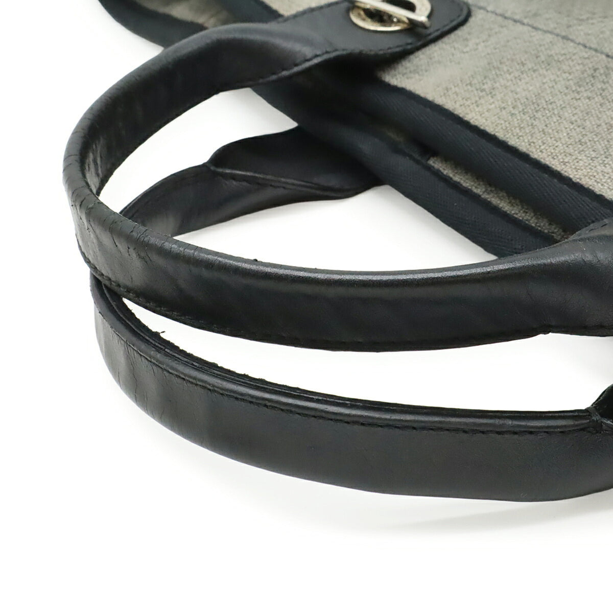 Chanel Black Gray Canvas Shoulder Bag Tote Bag (Pre-Owned)