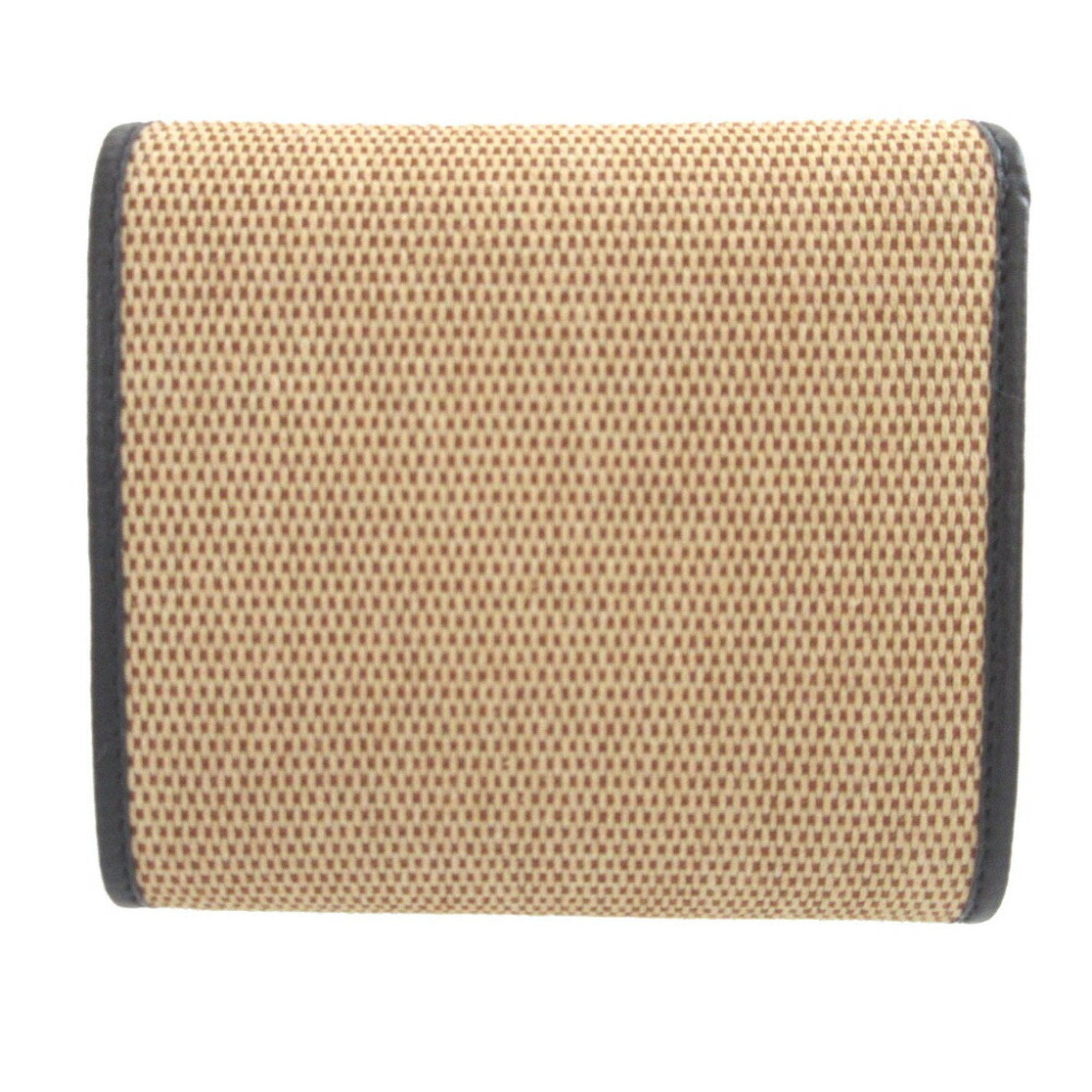 Gucci Beige Navy Canvas Leather Wallet (Tri-Fold) (Pre-Owned)