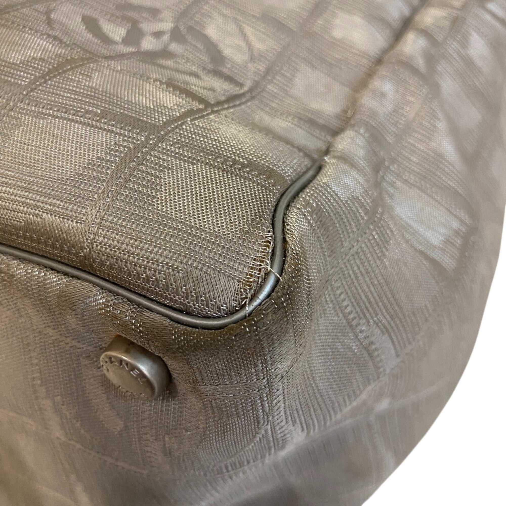 Chanel Silver Canvas Tote Bag (Pre-Owned)