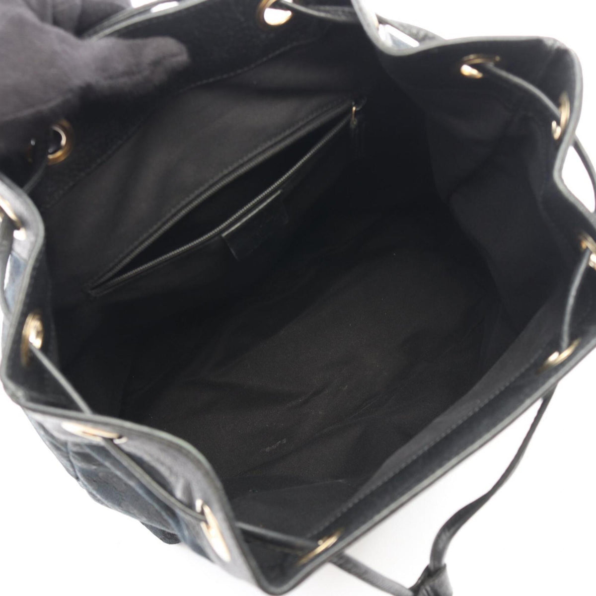 Gucci Black Canvas Leather Backpack Handbag (Pre-Owned)