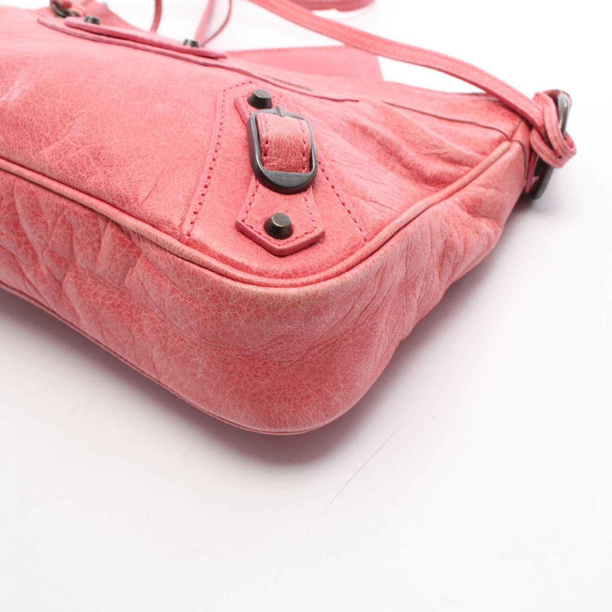 Balenciaga Hip Pink Leather Handbag Shoulder Bag (Pre-Owned)