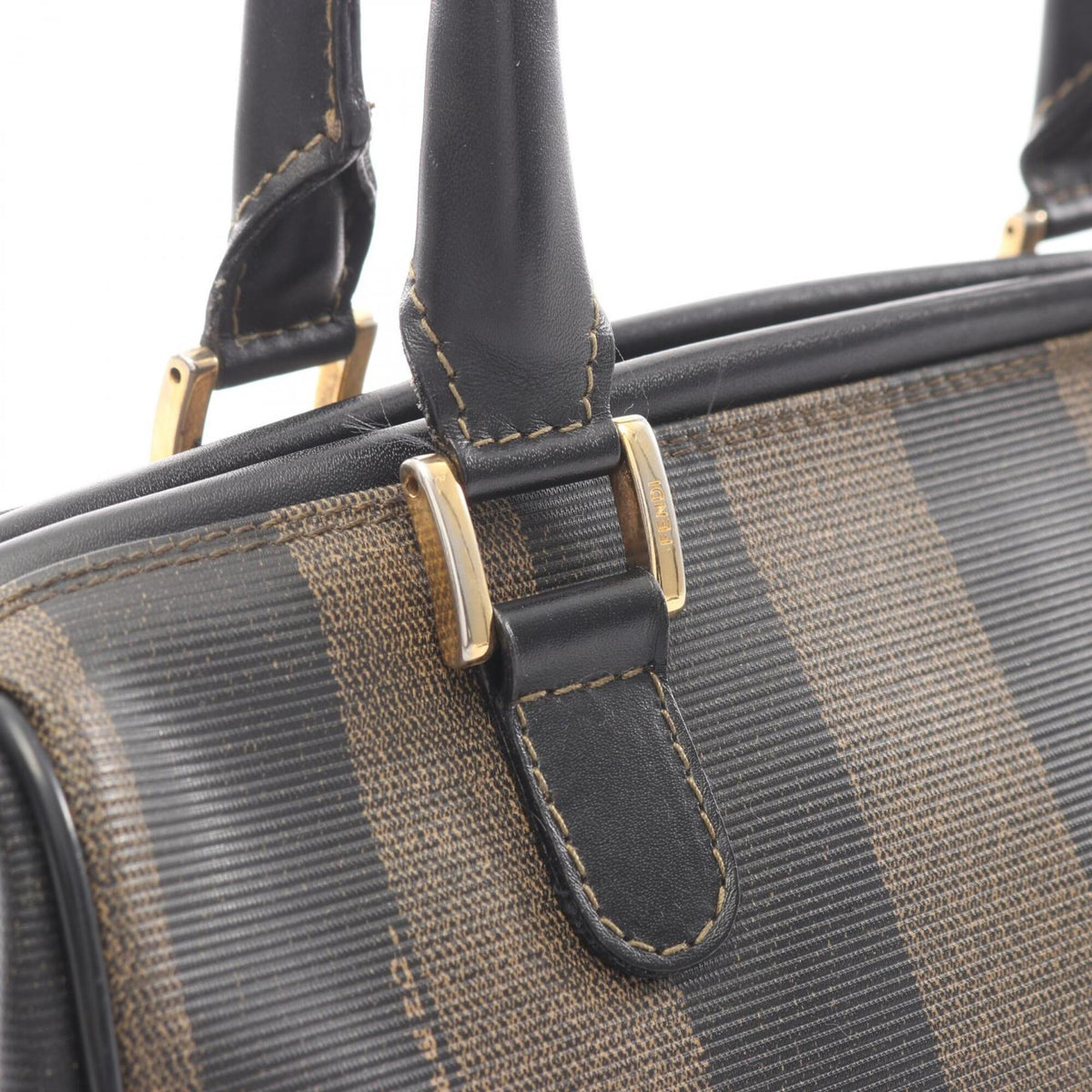 Fendi Black Brown Coated Canvas Pvc Leather Handbag Tote Bag (Pre-Owned)