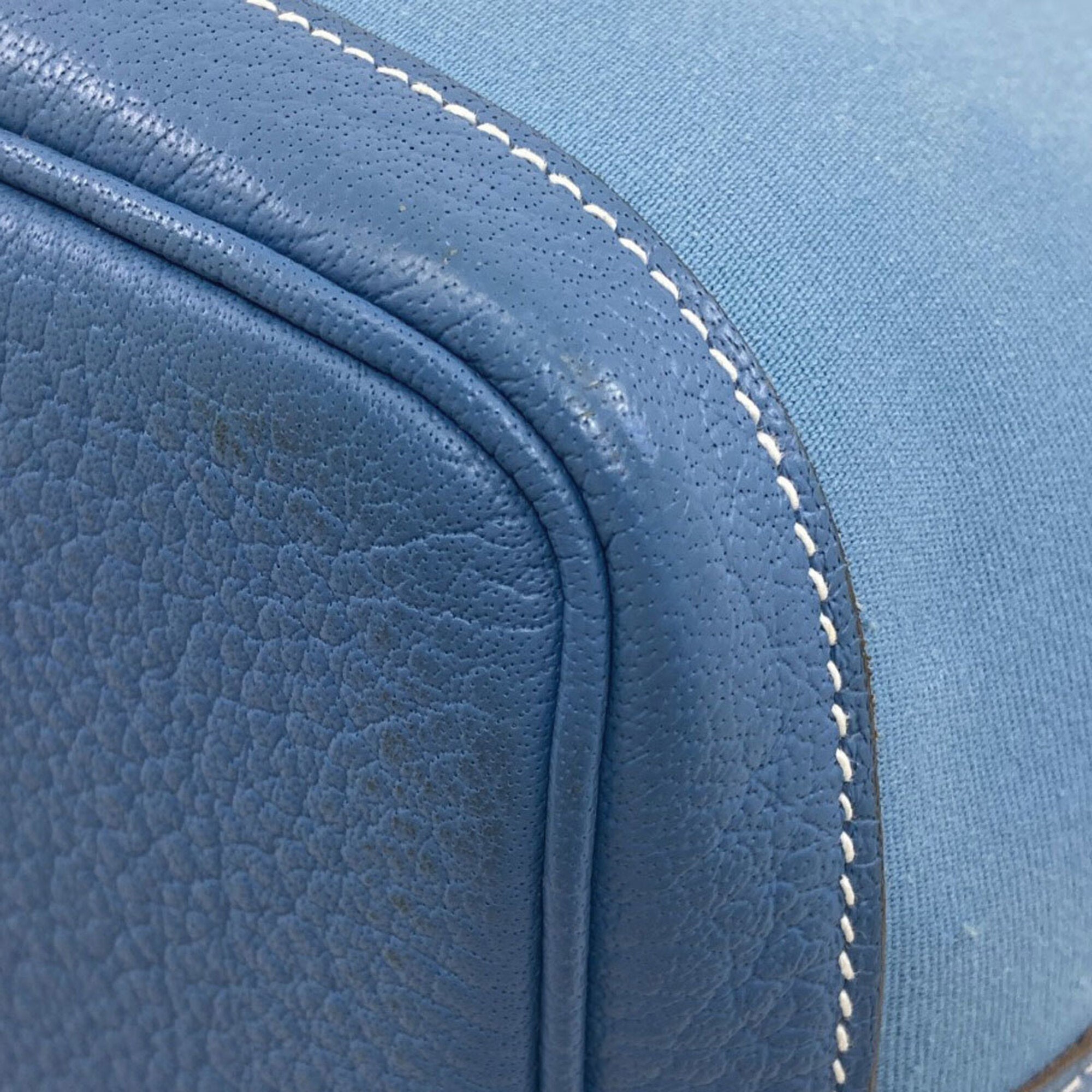 Hermes Garden Blue Jean Toile Officier Handbag (Pre-Owned)