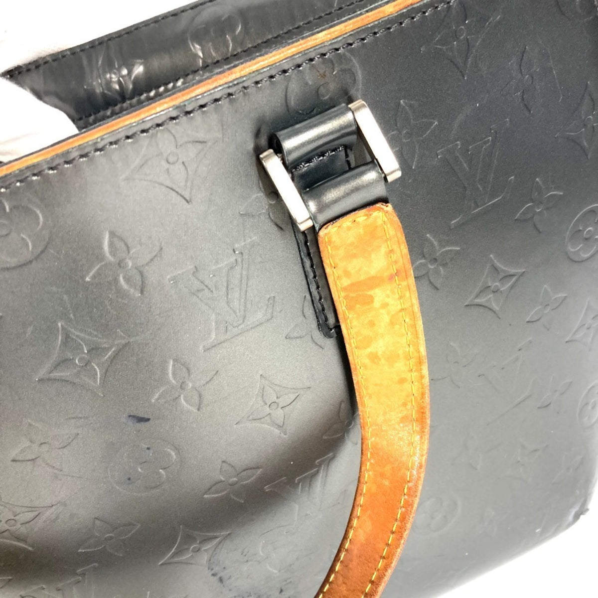 Louis Vuitton Navy Monogram Mat Leather Briefcase Tote Bag (Pre-Owned)