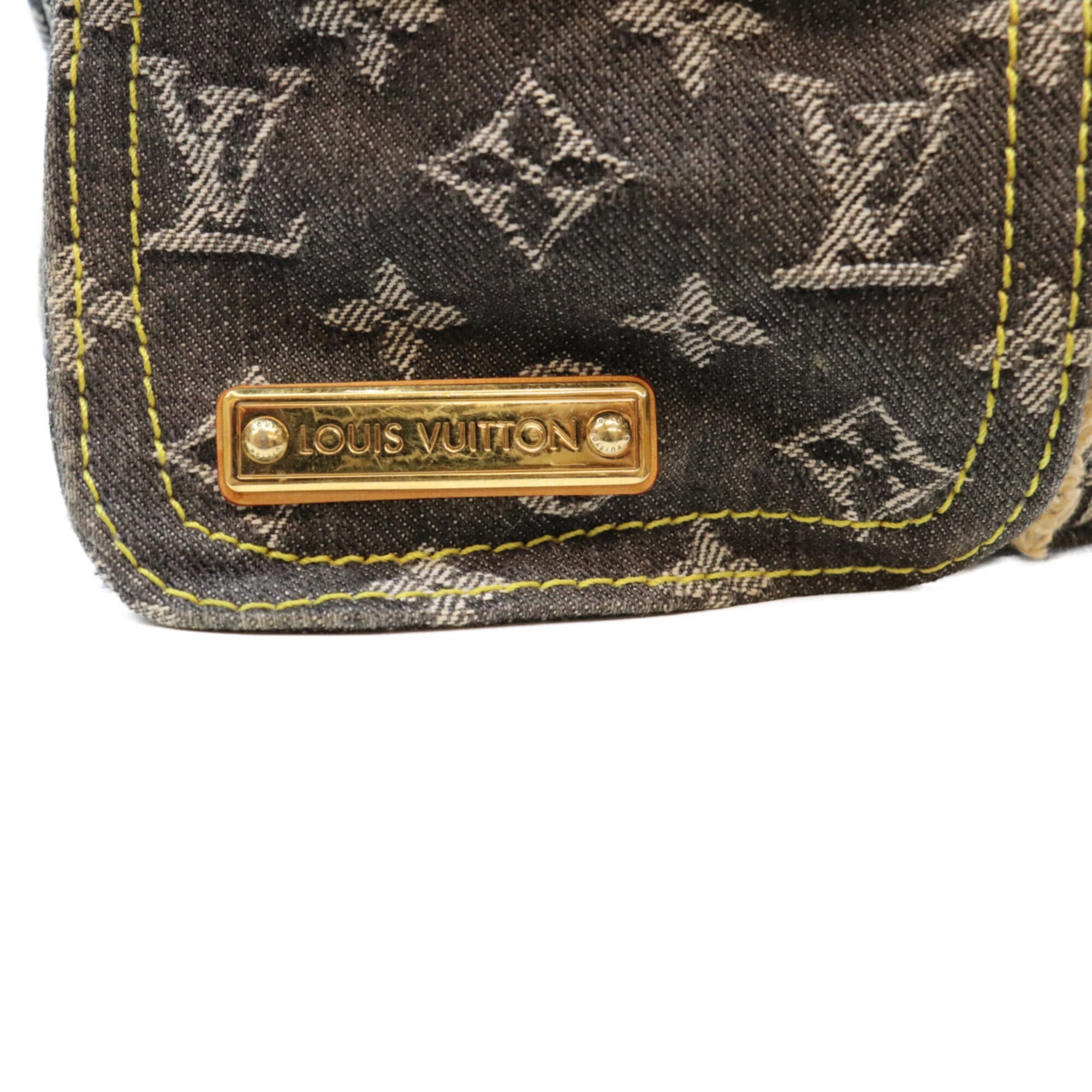 Louis Vuitton Black Brown Monogram Denim Boston Bag (Pre-Owned)