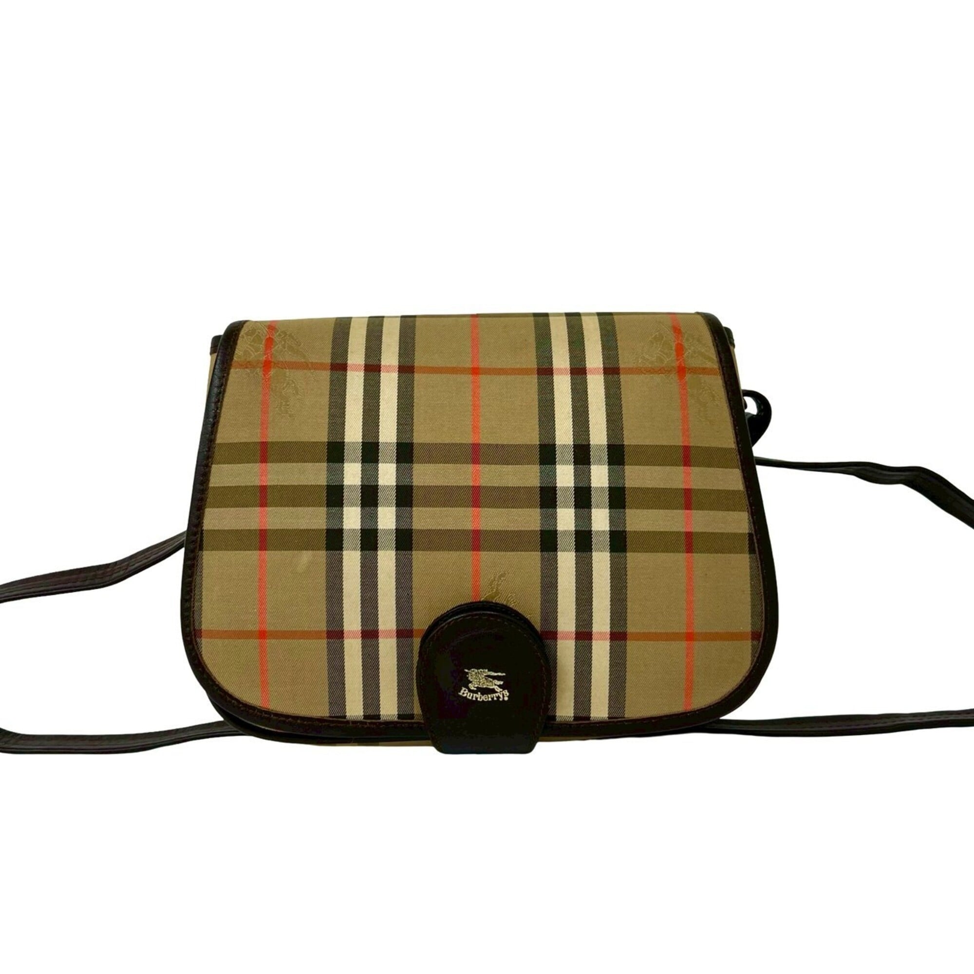 Burberry Beige Brown Canvas Pochette Shoulder Bag (Pre-Owned)