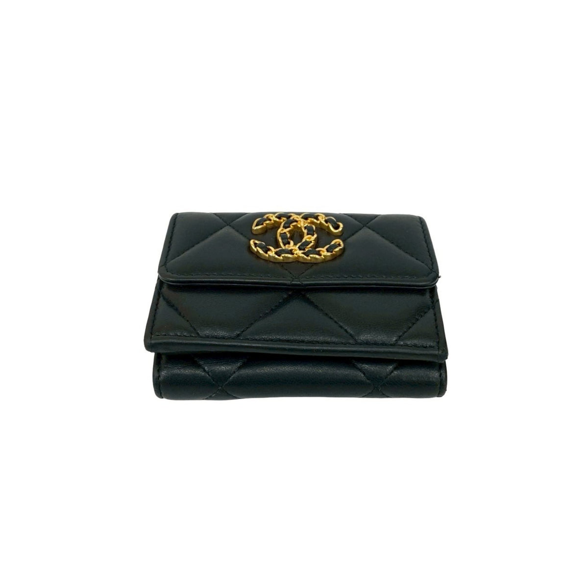 Chanel Black Leather Wallet (Tri-Fold) (Pre-Owned)
