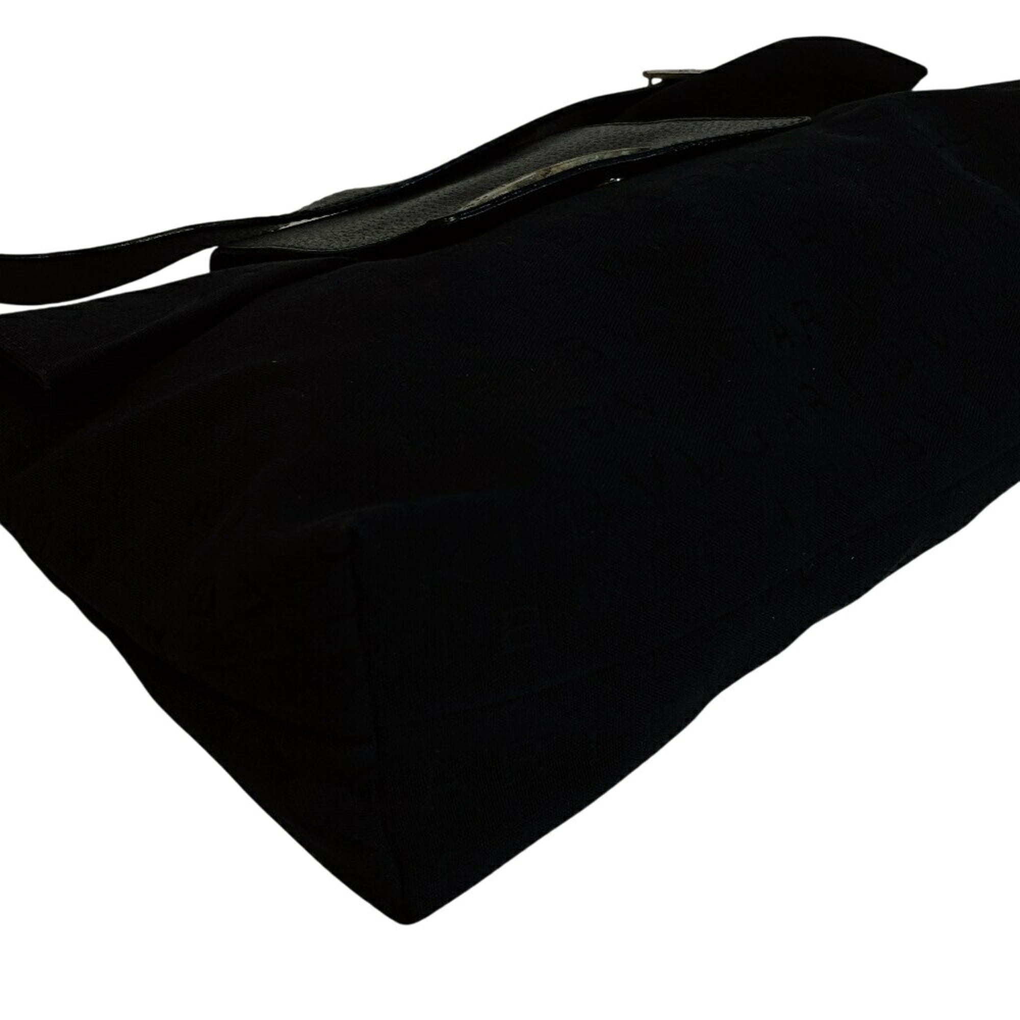 Bvlgari Logomania Black Canvas Leather Pochette Shoulder Bag (Pre-Owned)