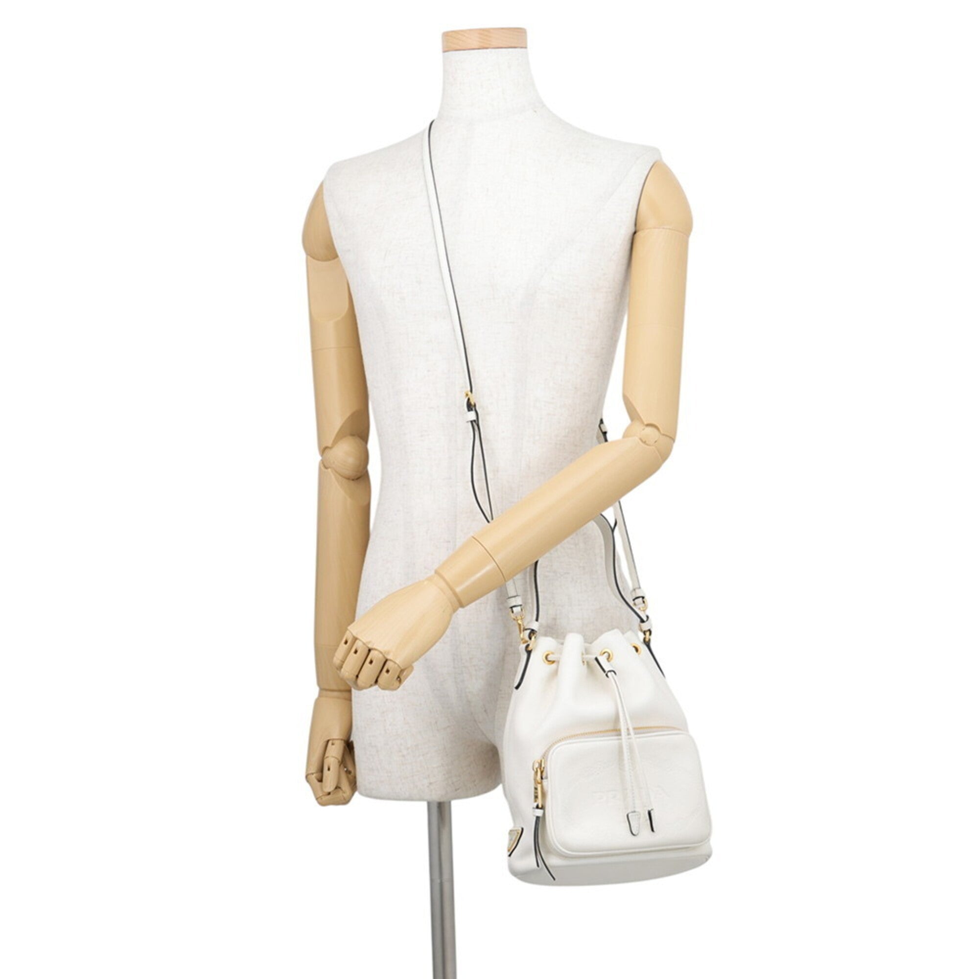 Prada White Leather Handbag Shoulder Bag (Pre-Owned)