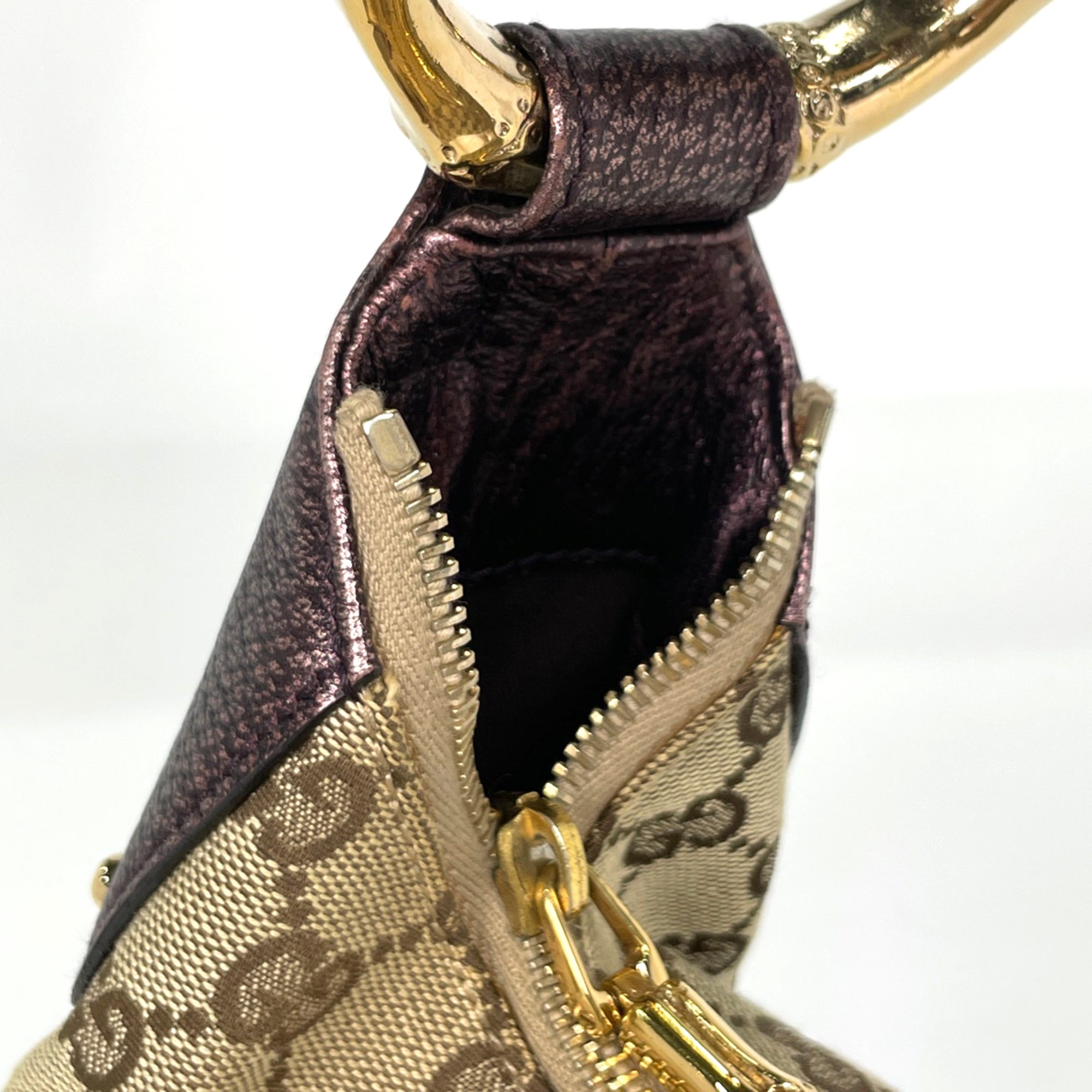 Gucci Beige Purple Bamboo Shoulder Bag (Pre-Owned)