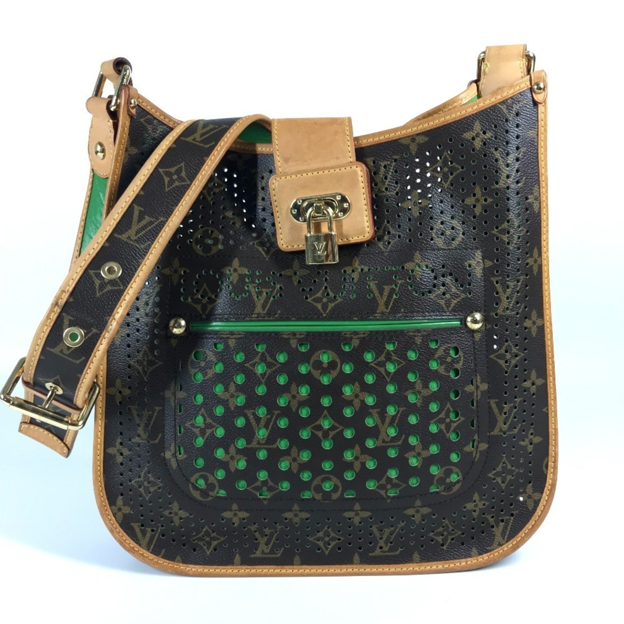 Louis Vuitton Brown Green Monogram Perforated Shoulder Bag (Pre-Owned)