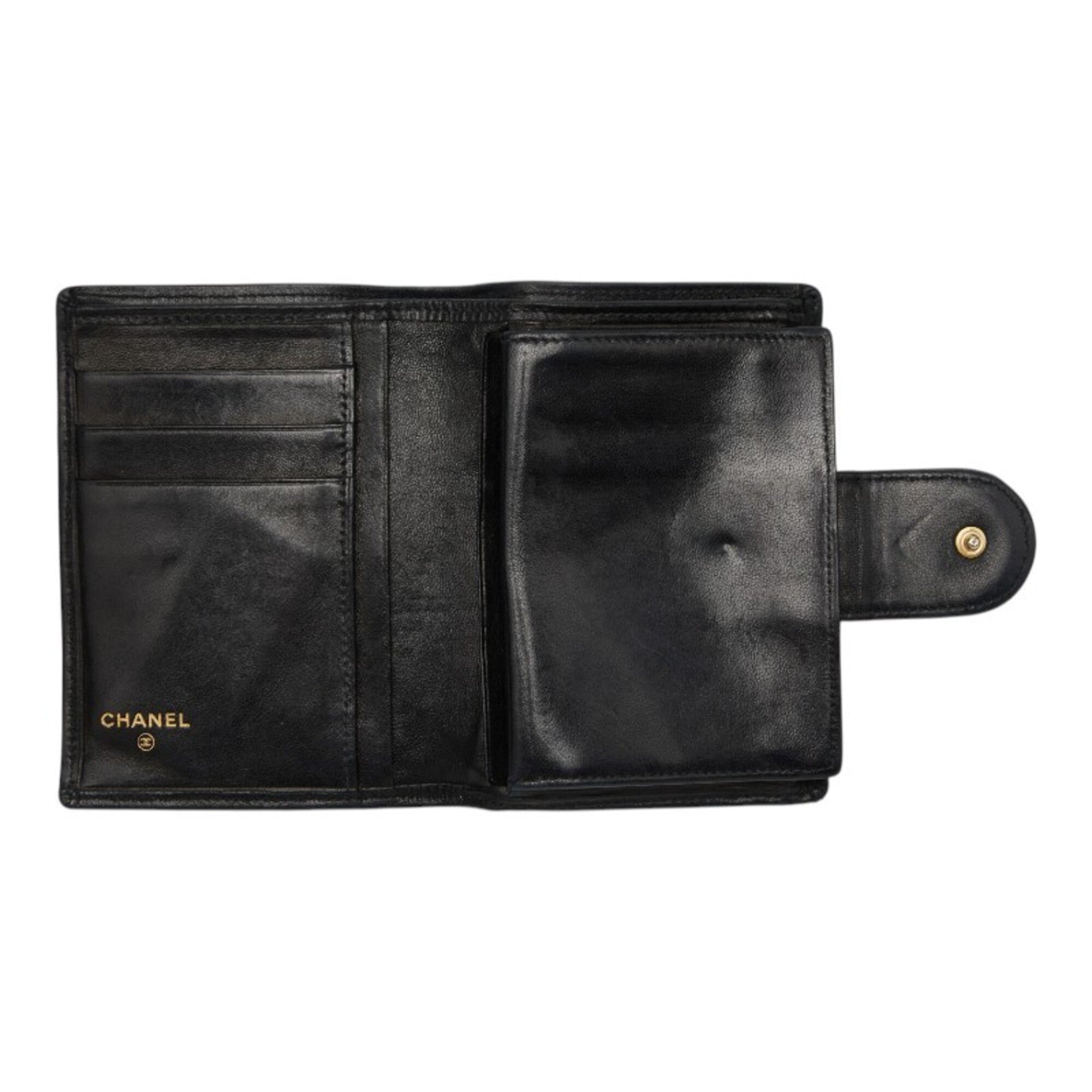 Chanel Black Leather Wallet (Bi-Fold) (Pre-Owned)