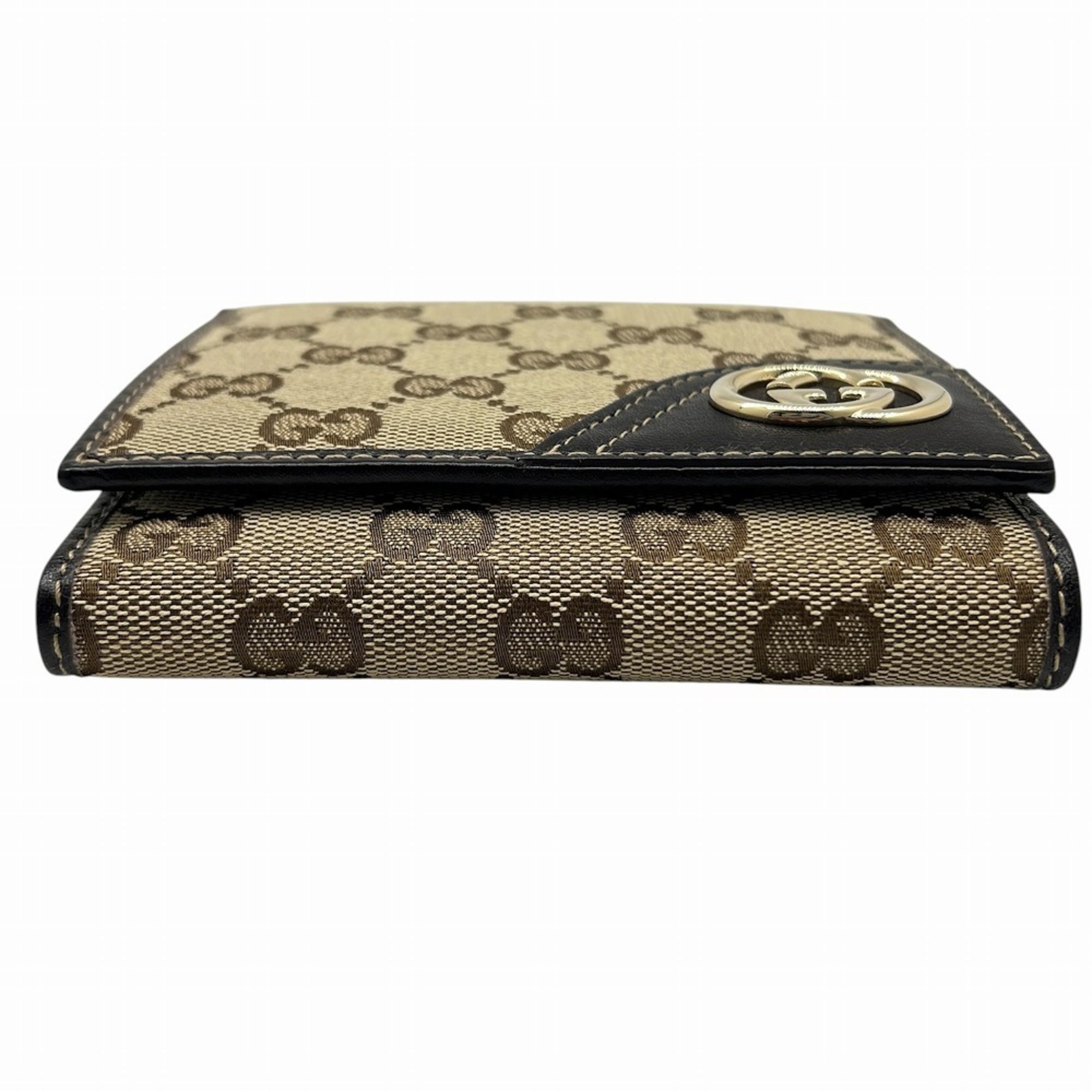 Gucci Beige Brown Canvas Leather Wallet (Bi-Fold) (Pre-Owned)